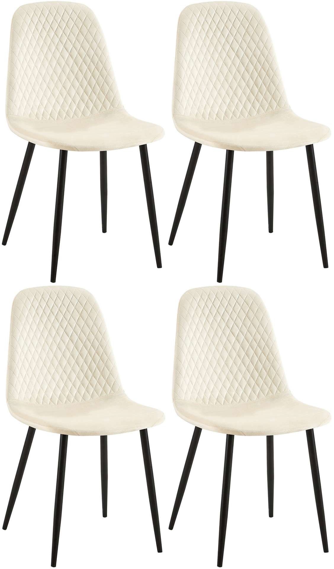 4er Set Stühle Giverny Samt, creme