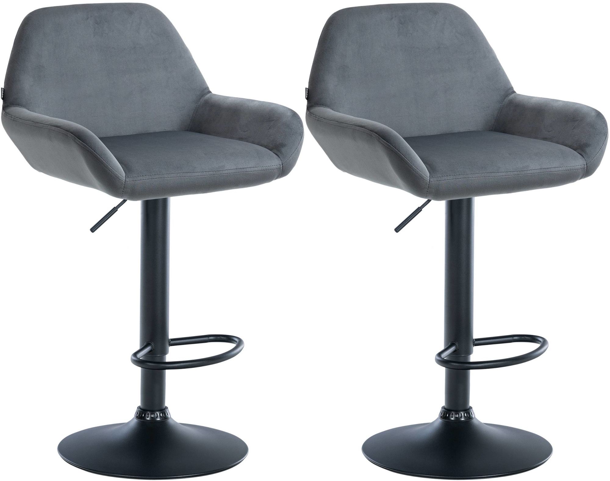 2er Set Barhocker Braga Samt schwarz, dunkelgrau