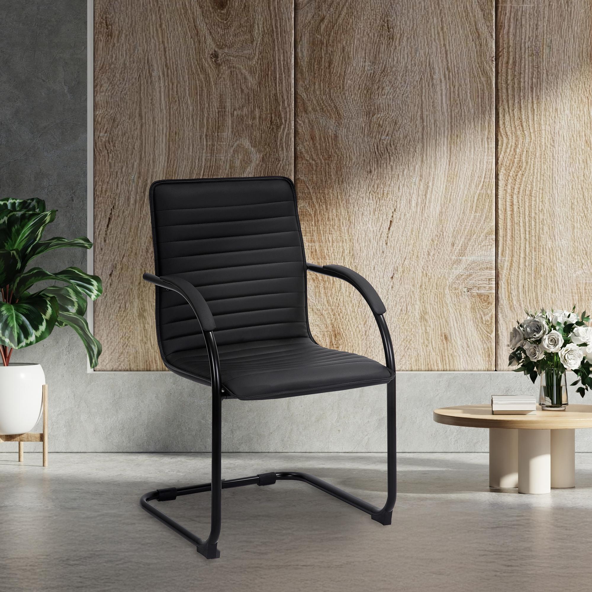 2er Set Besucherstühle Tira Kunstleder, schwarz/schwarz