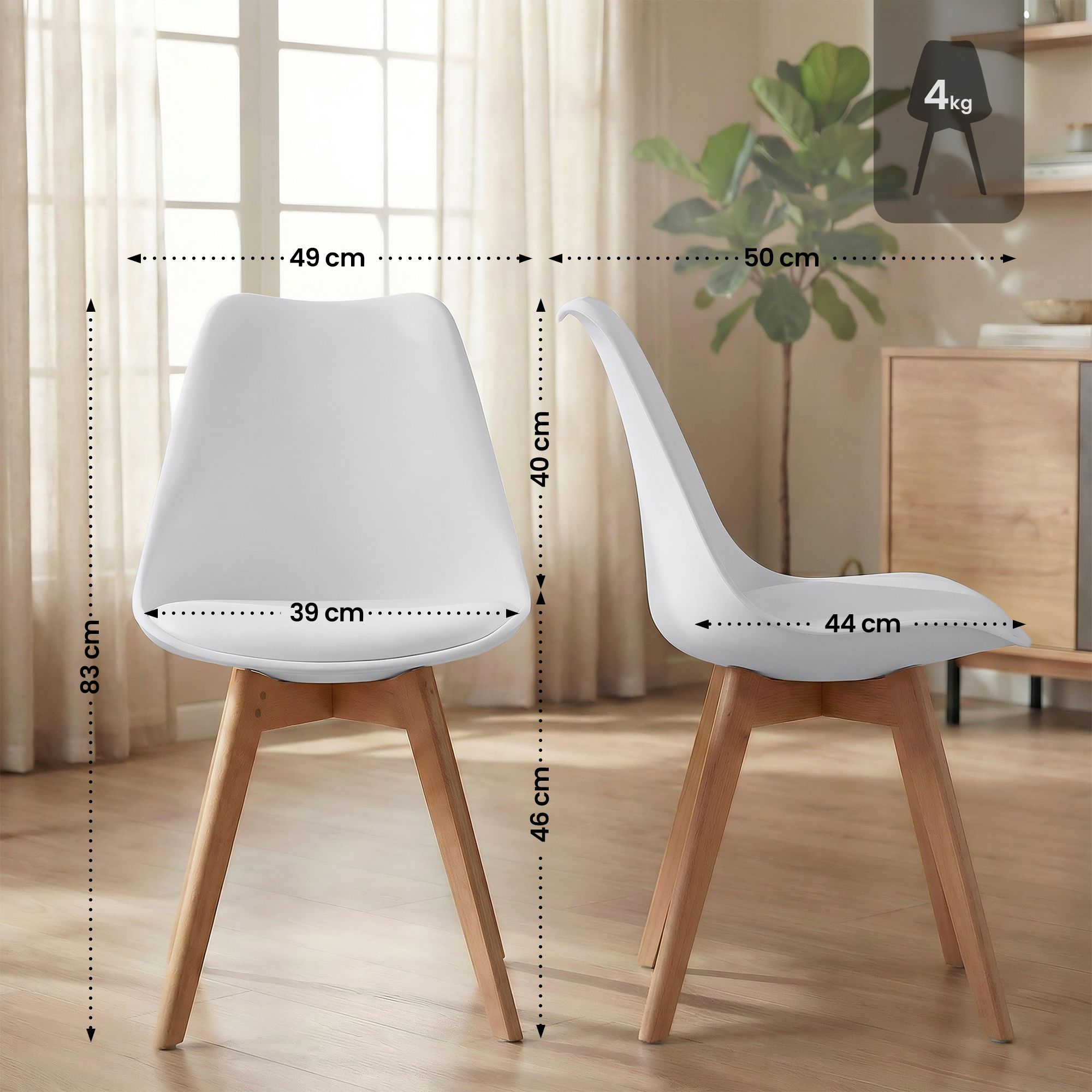 4er Set Stuhl Linares, weiß