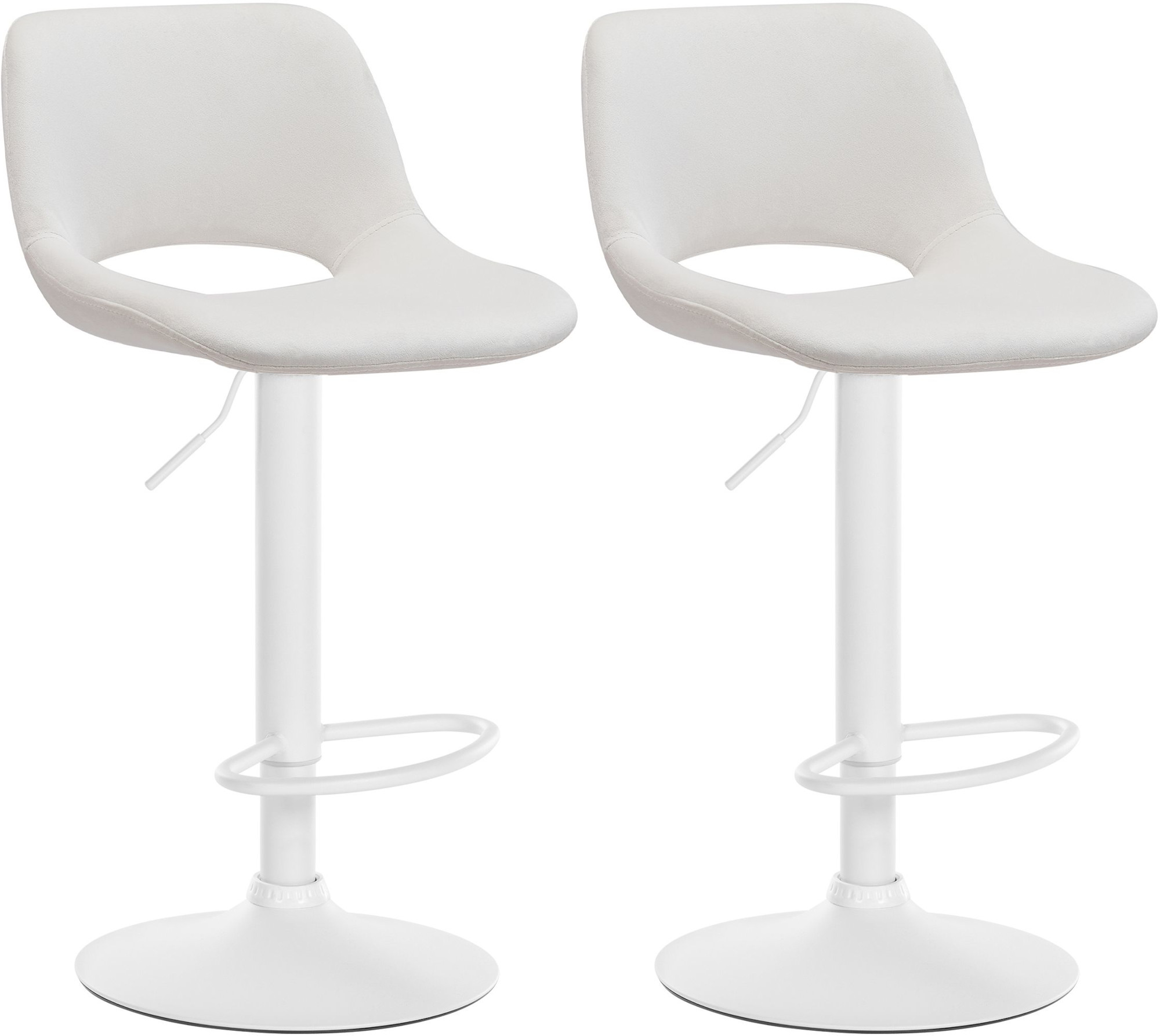 2er Set Barhocker Camden Samt weiß, creme