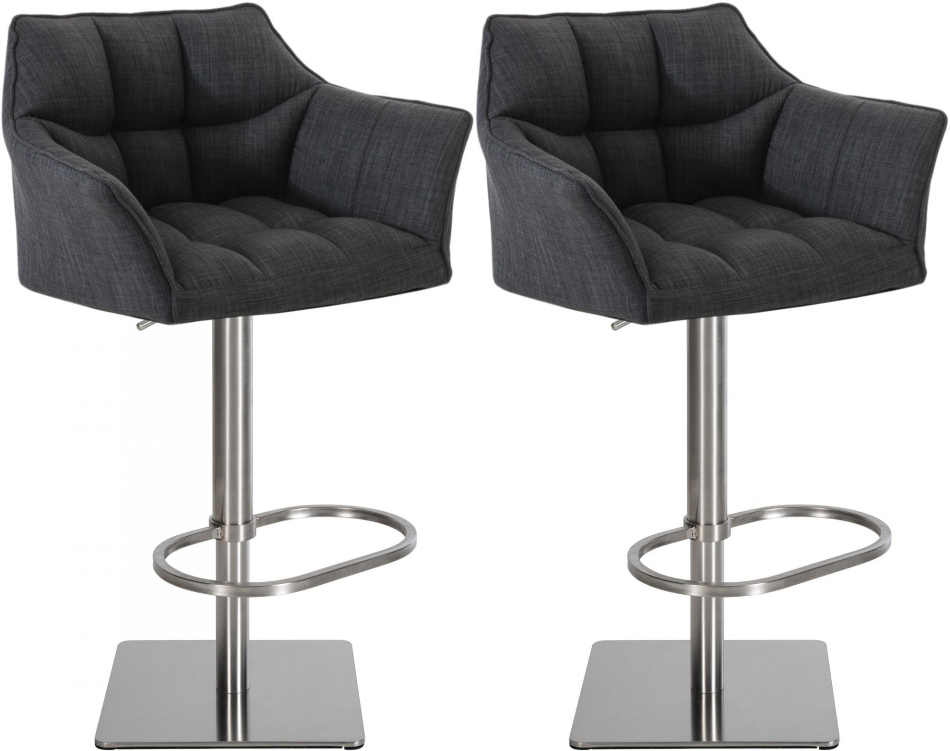 2er Set Barhocker Damaso Stoff edelstahl, dunkelgrau