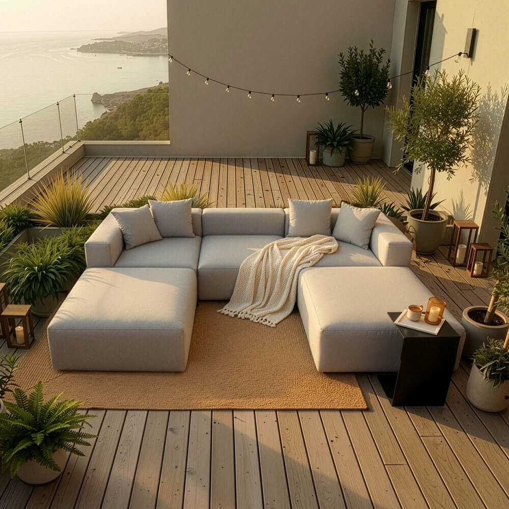 Modulares Outdoor Sofa ALAZIA Hellgrau - XXL