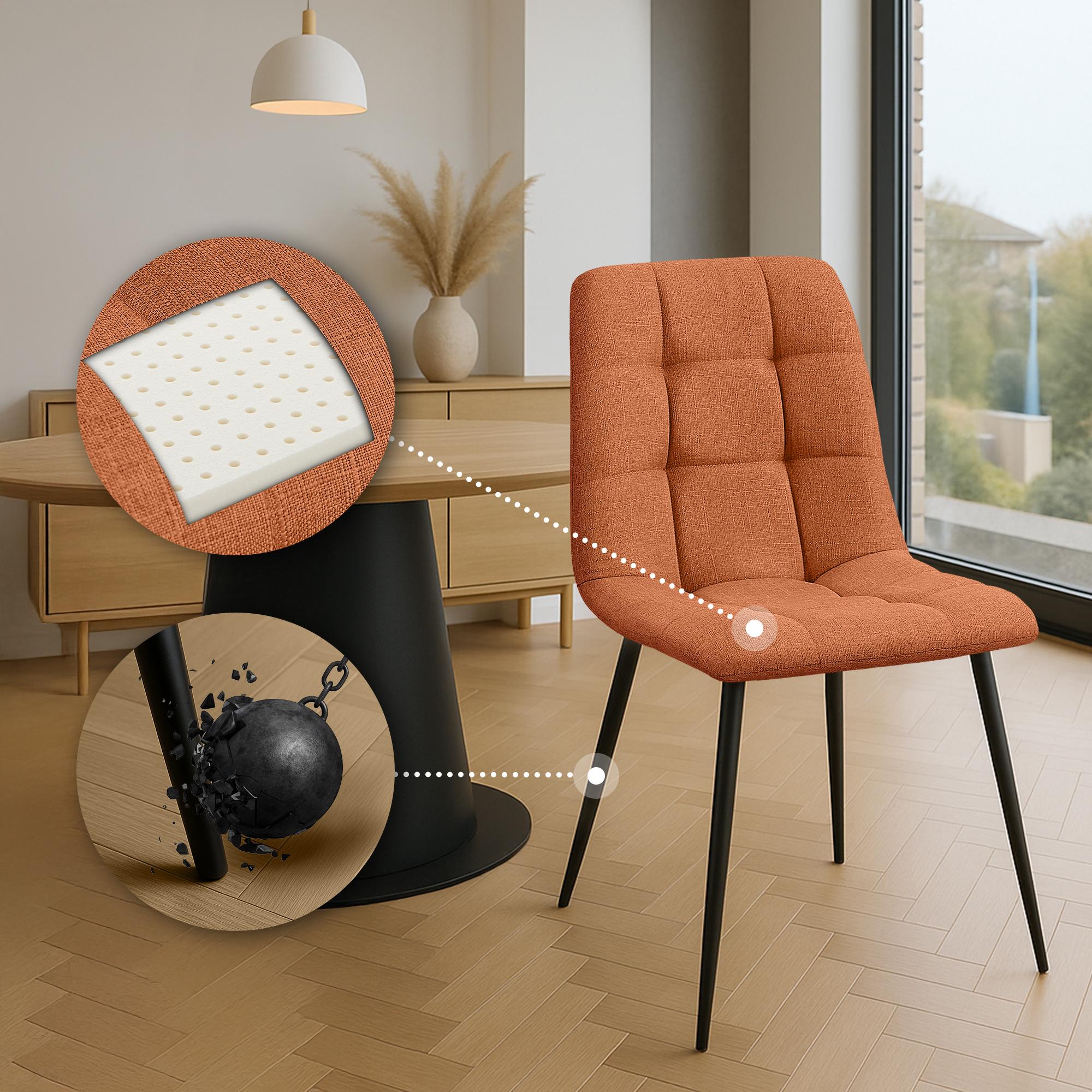 2er Set Esszimmerstuhl Tilde Stoff, orange