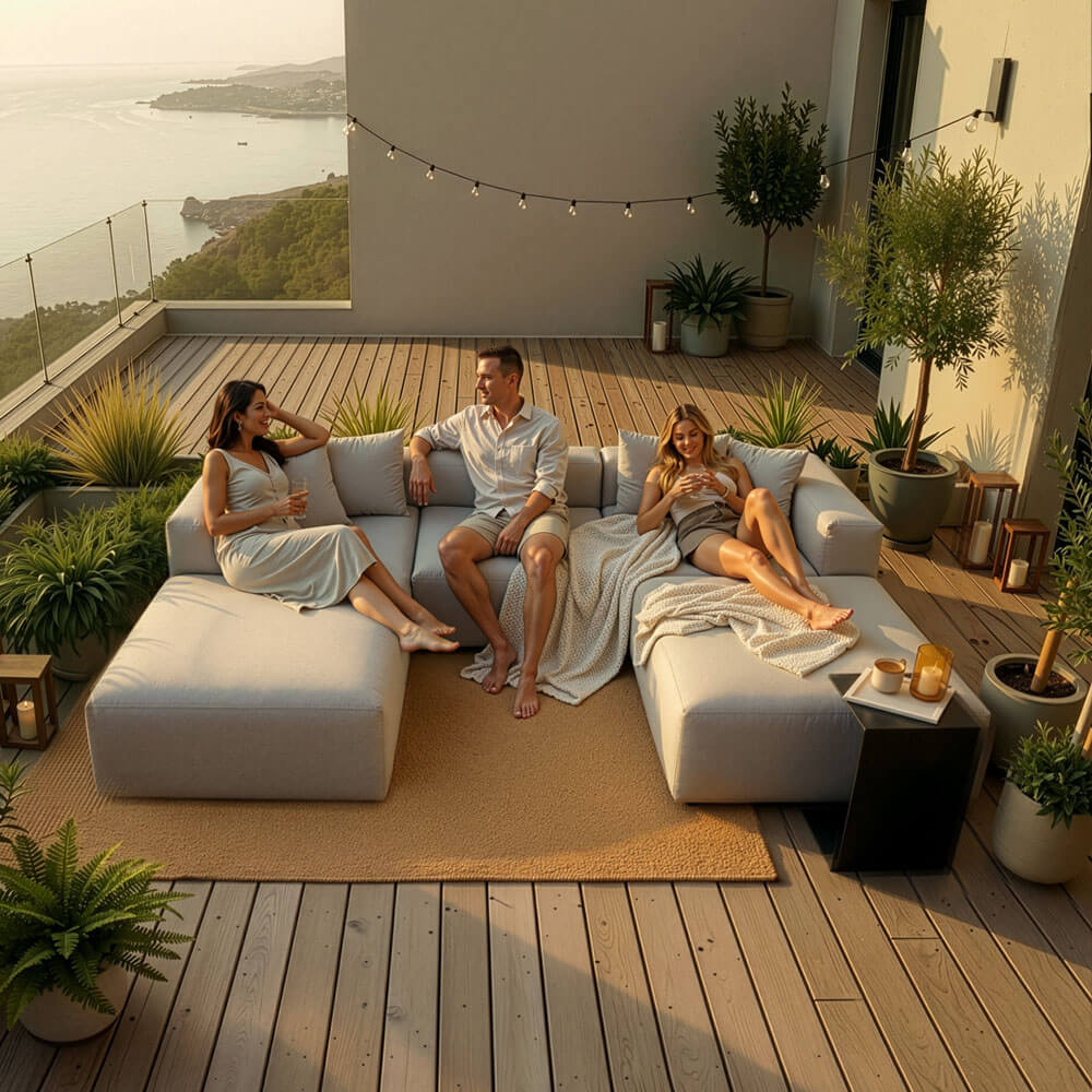 Modulares Outdoor Sofa ALAZIA Hellgrau - XXL