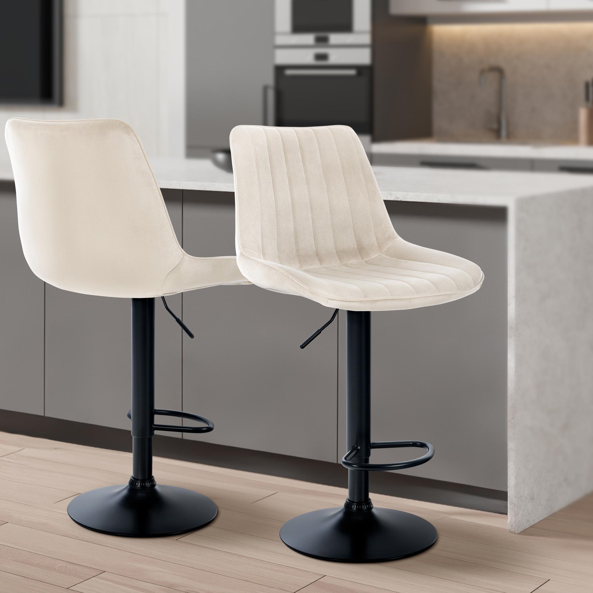 Barhocker Toni Samt schwarz, creme