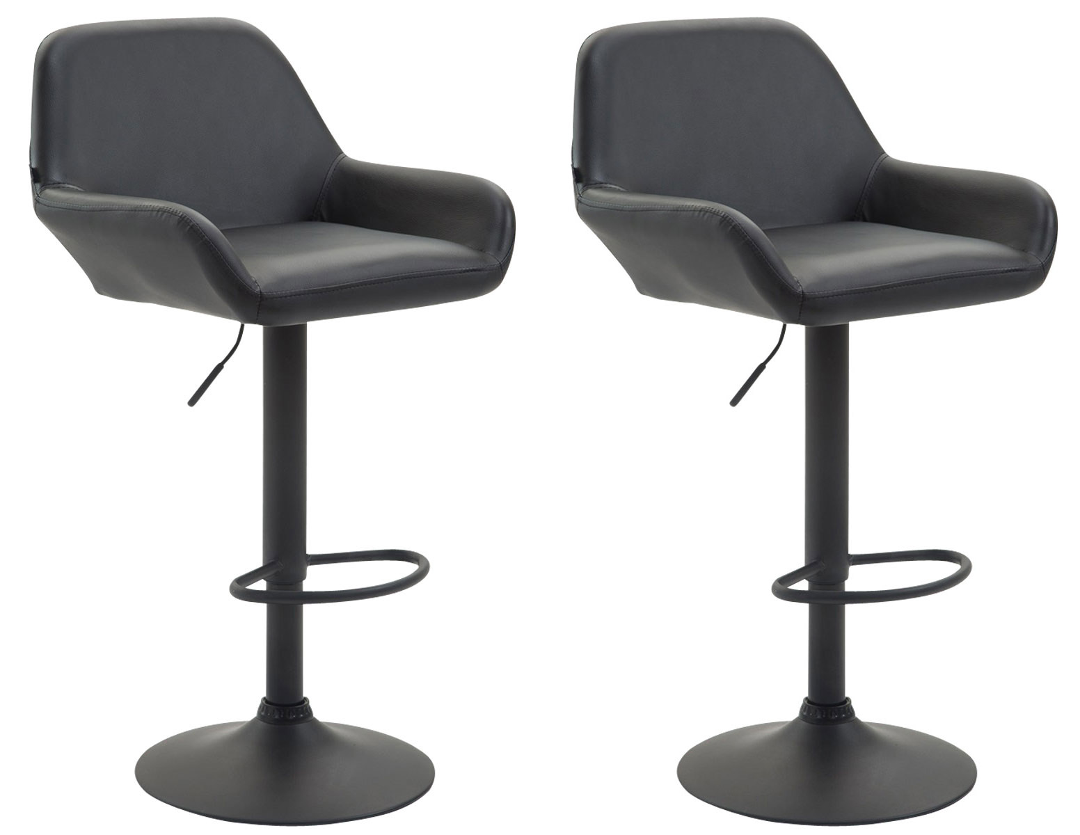 2er Set Barhocker Braga Kunstleder schwarz, schwarz