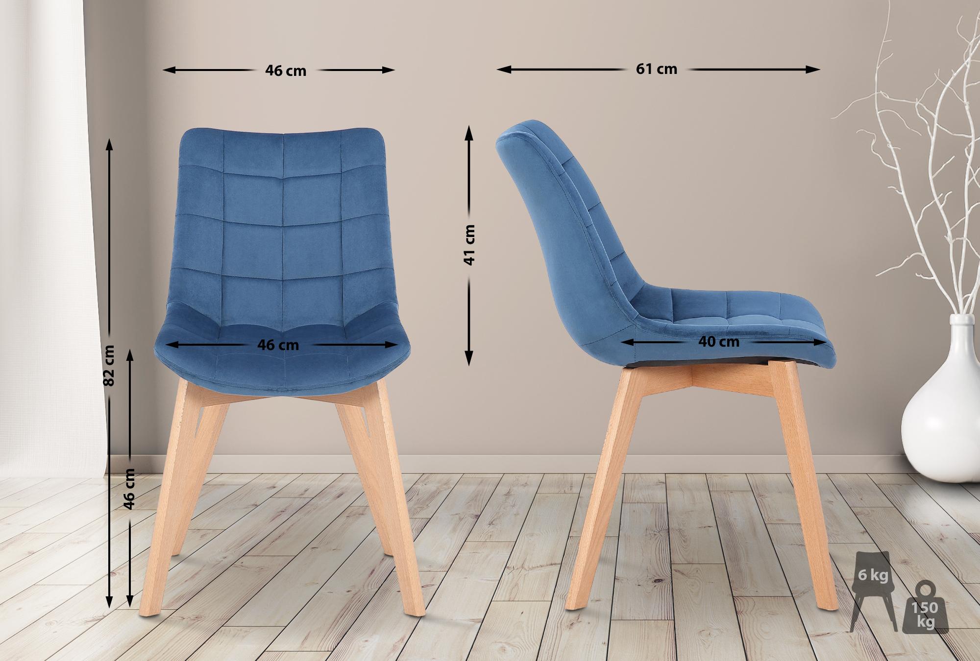 2er Set Esszimmerstühle Passaic Samt, blau