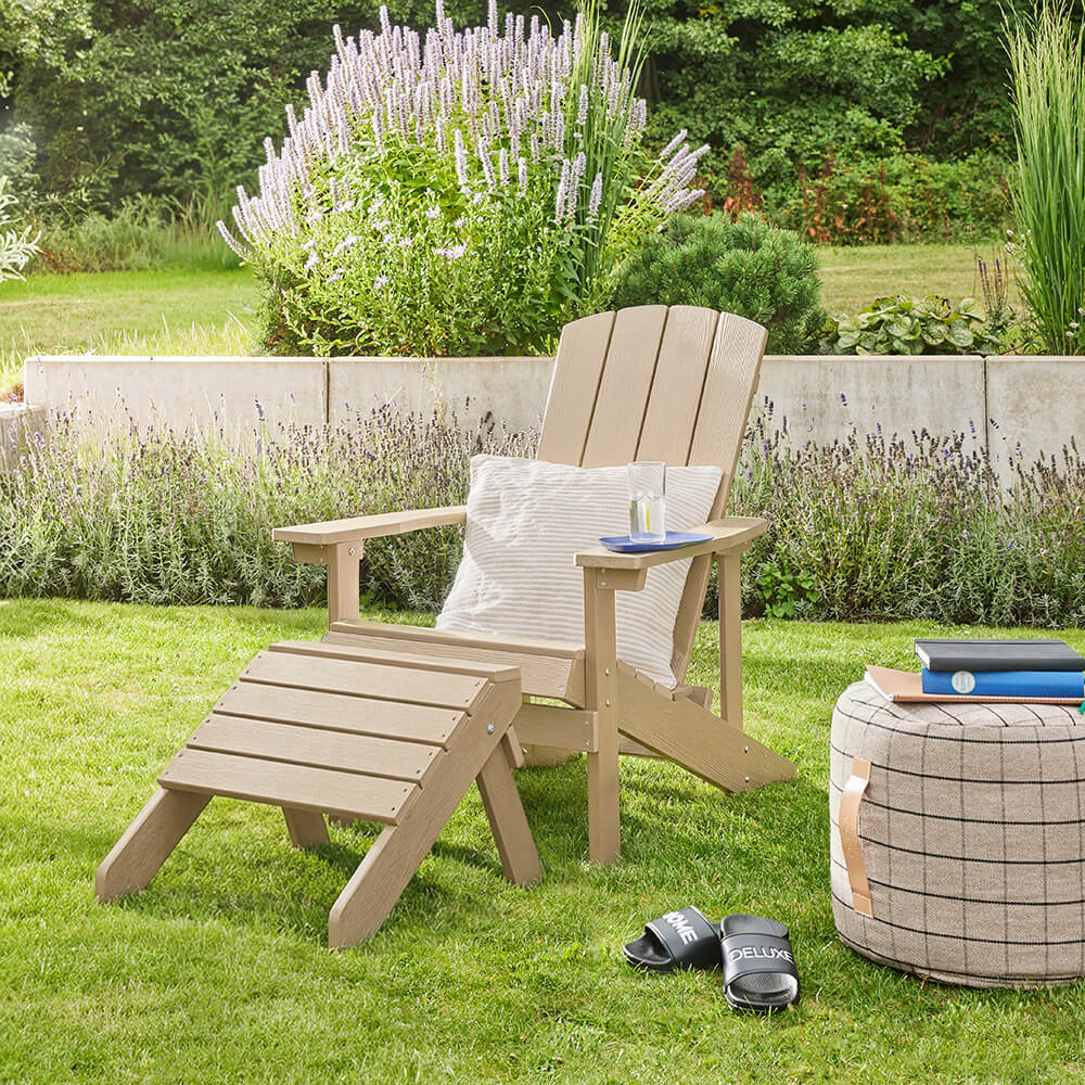 Gartenstuhl FAREA inkl. Hocker – Braun