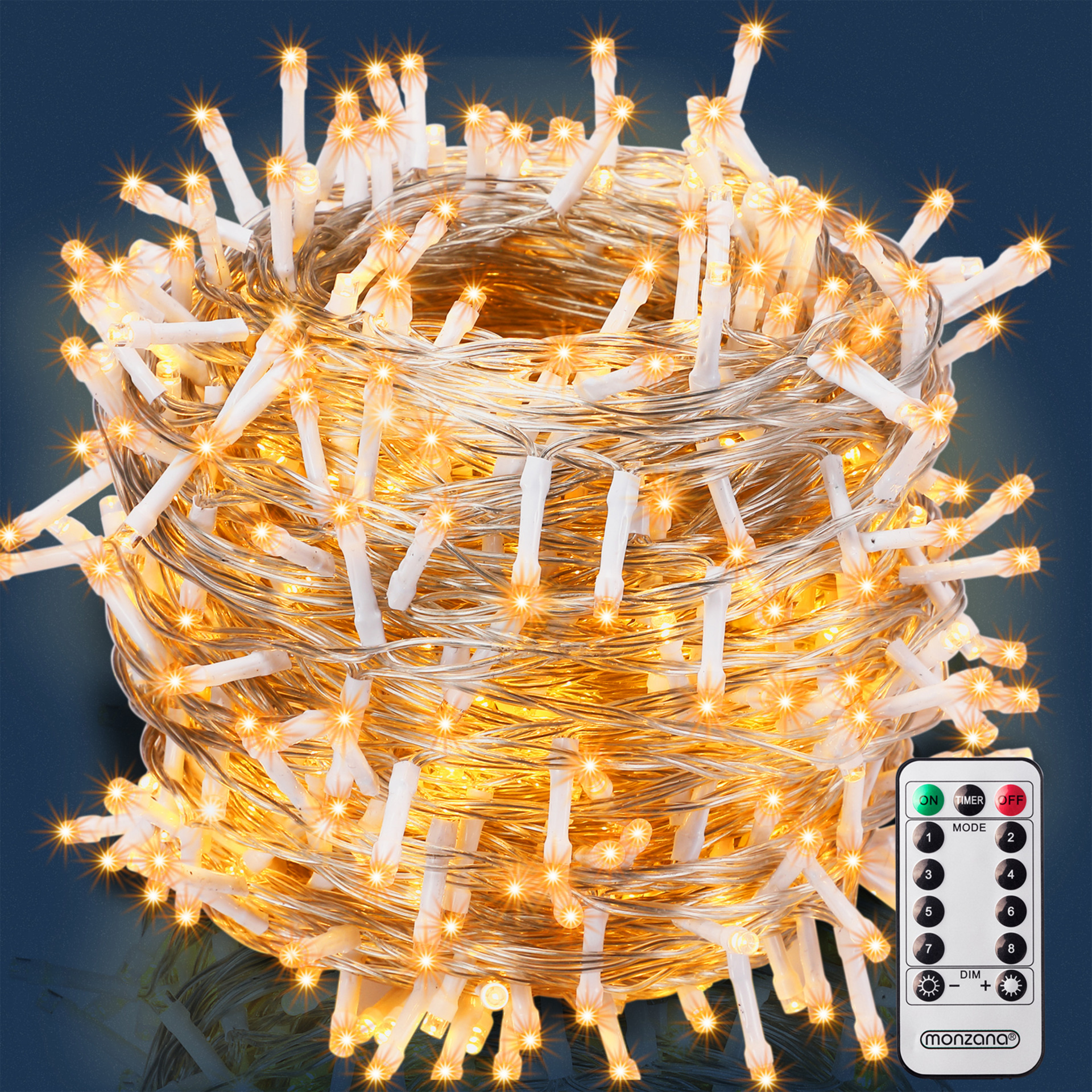 Lichterkette Weihnachten Warmweiß 40m transparent Fernbedienung