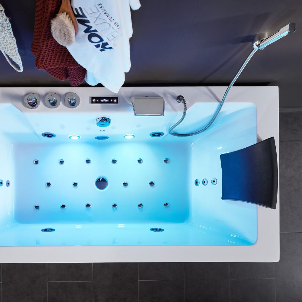 Whirlpool Badewanne mit Lichttherapie LAGUNA PURE M - 180 x 90 cm