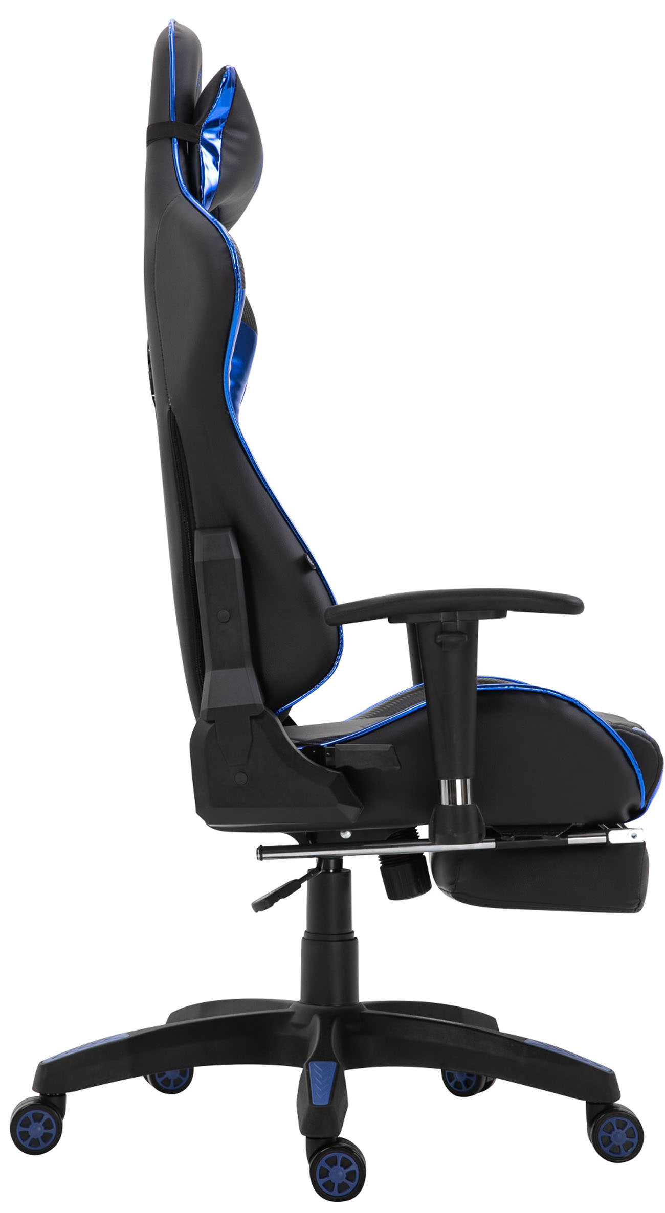 Racing Bürostuhl Turbo mit Fußablage glanz, schwarz/blau