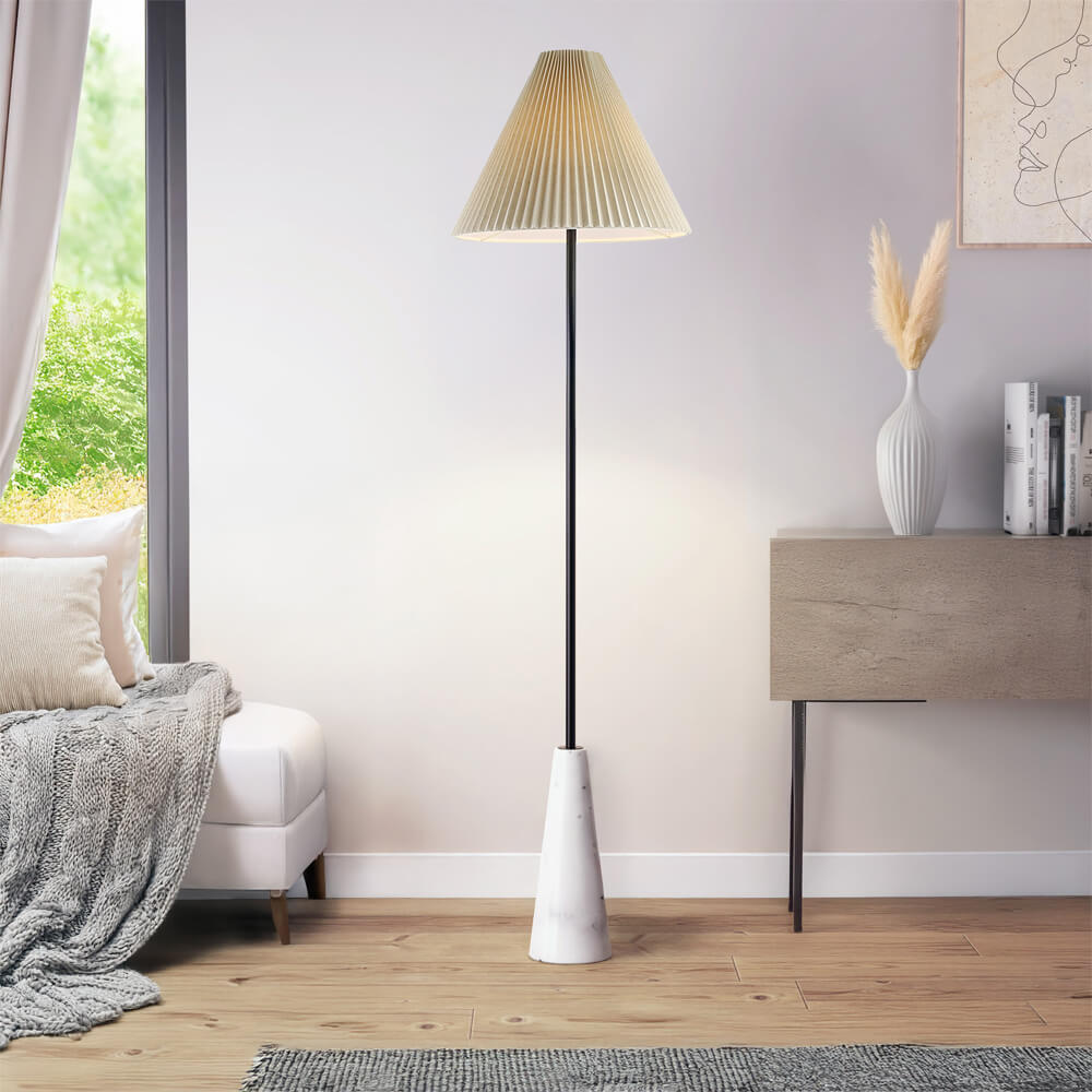 Stehlampe in Marmoroptik - Weiß