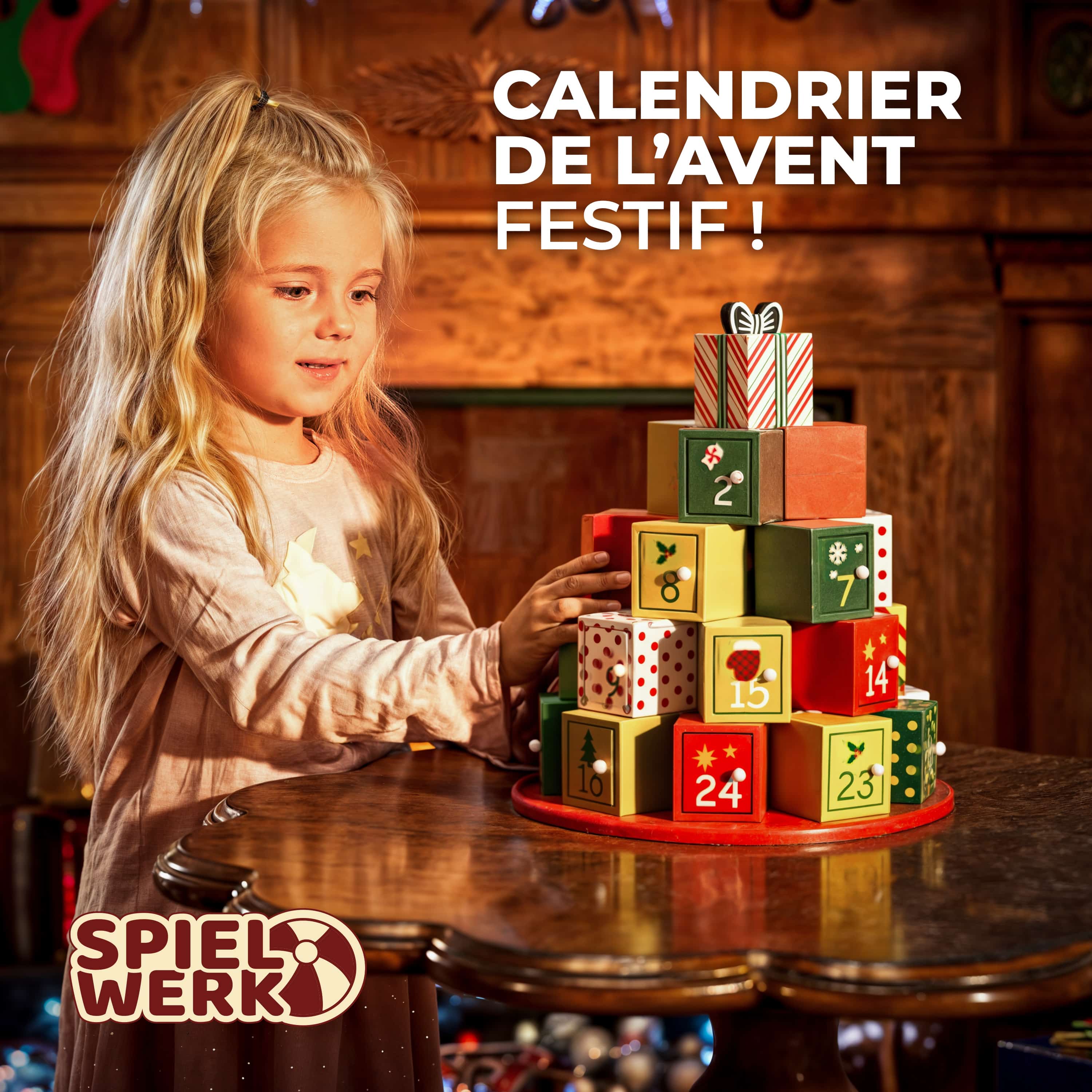 Adventskalender Geschenkpyramide XL Holz Bunt