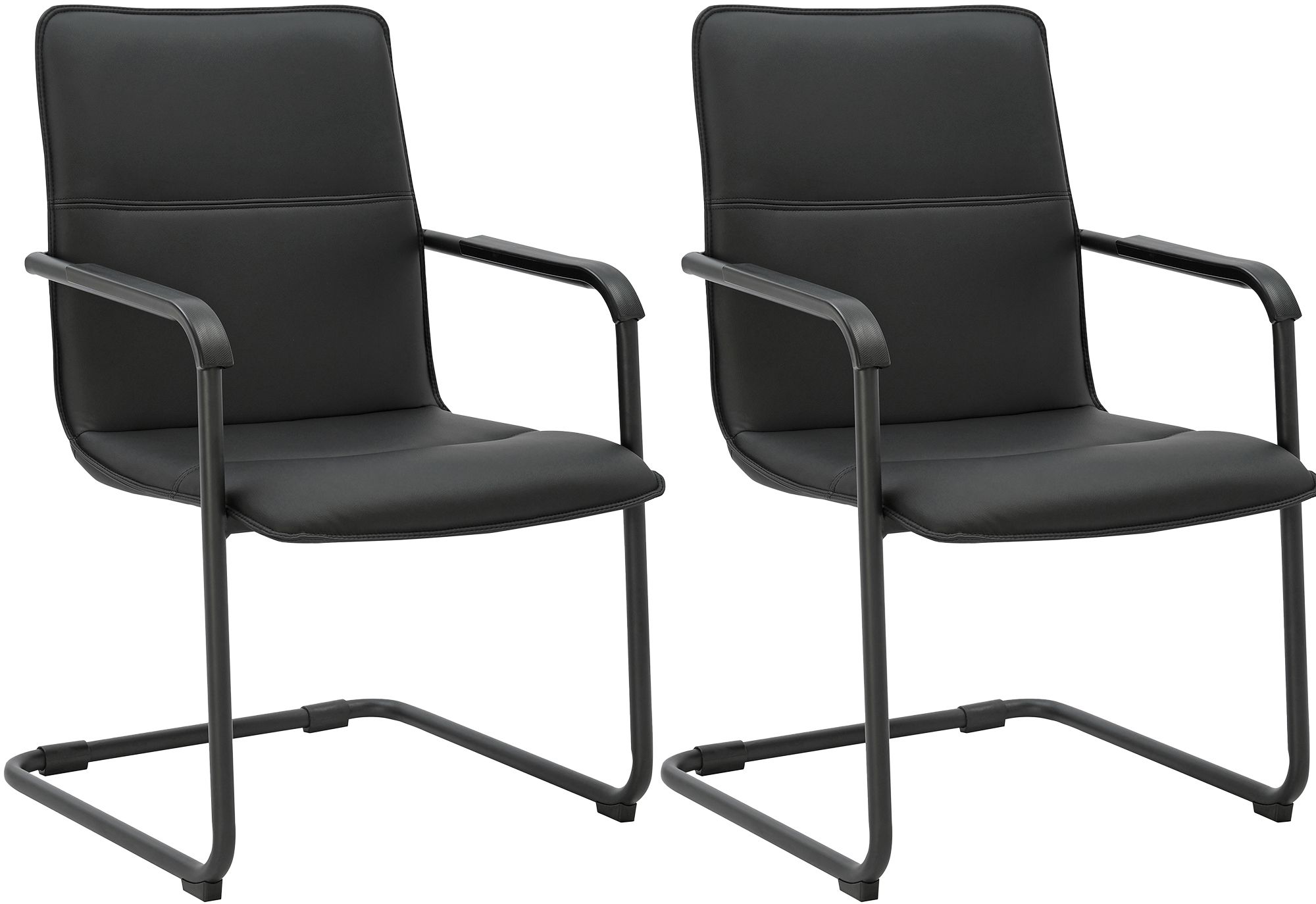 2er Set Besucherstuhl Seattle, schwarz/schwarz