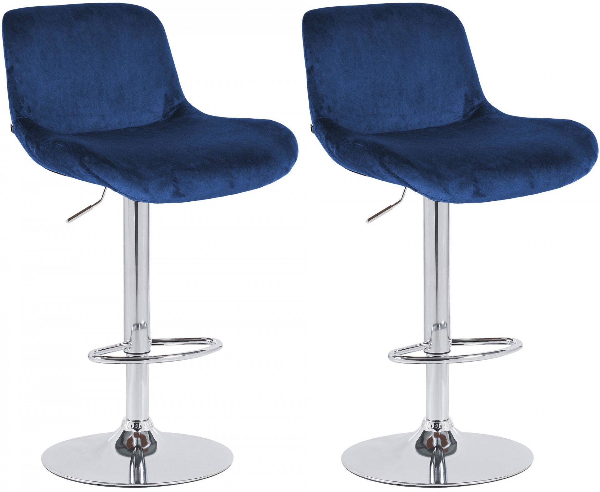 2er Set Barhocker Solon Chrom Samt, blau