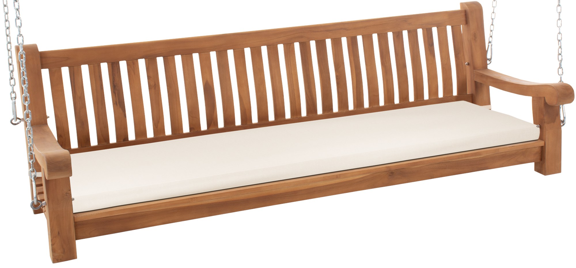 Schaukelbank Joyce mit Sitzkissen 200 cm + teak, creme
