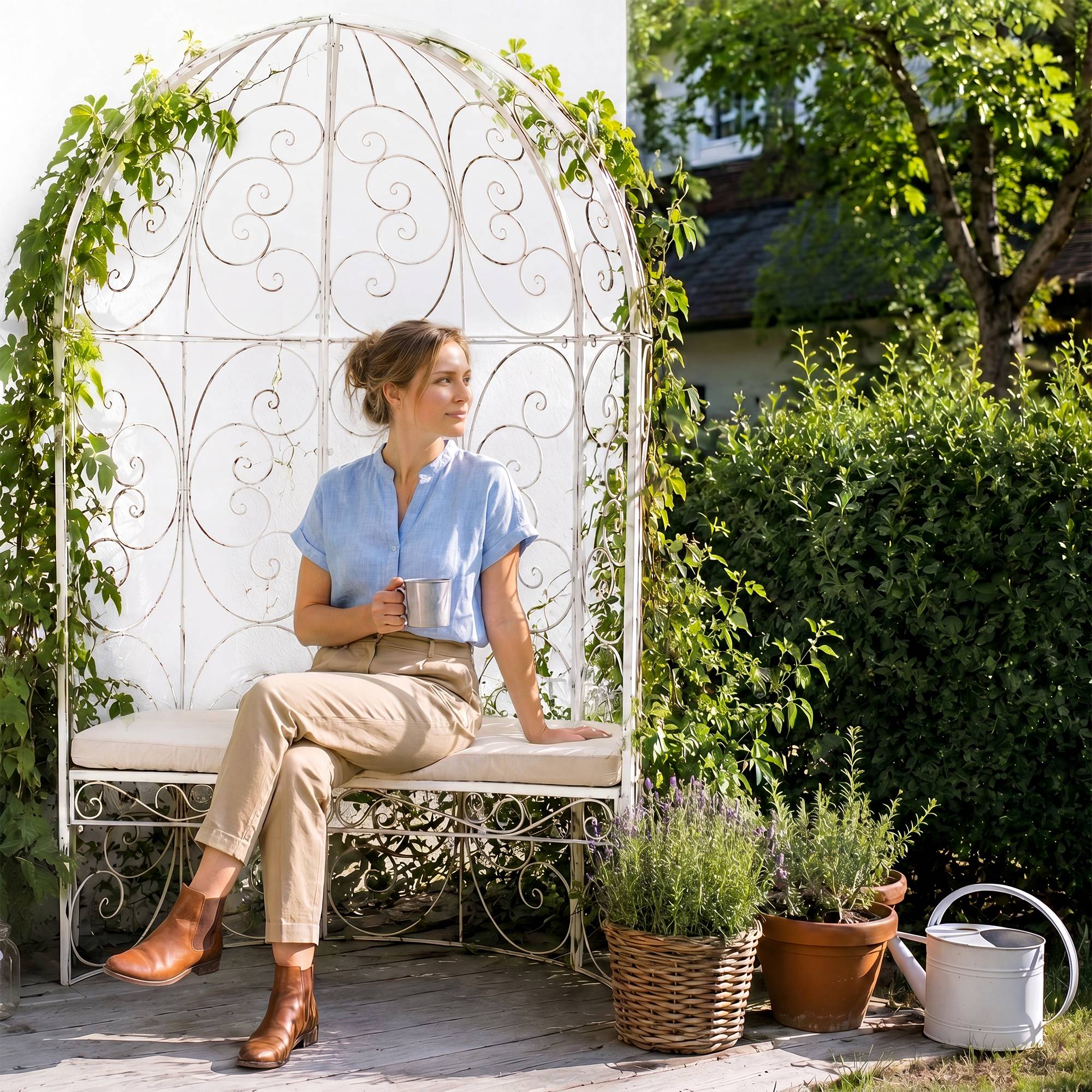 Sitzkissen Halbpavillon Rosie, creme