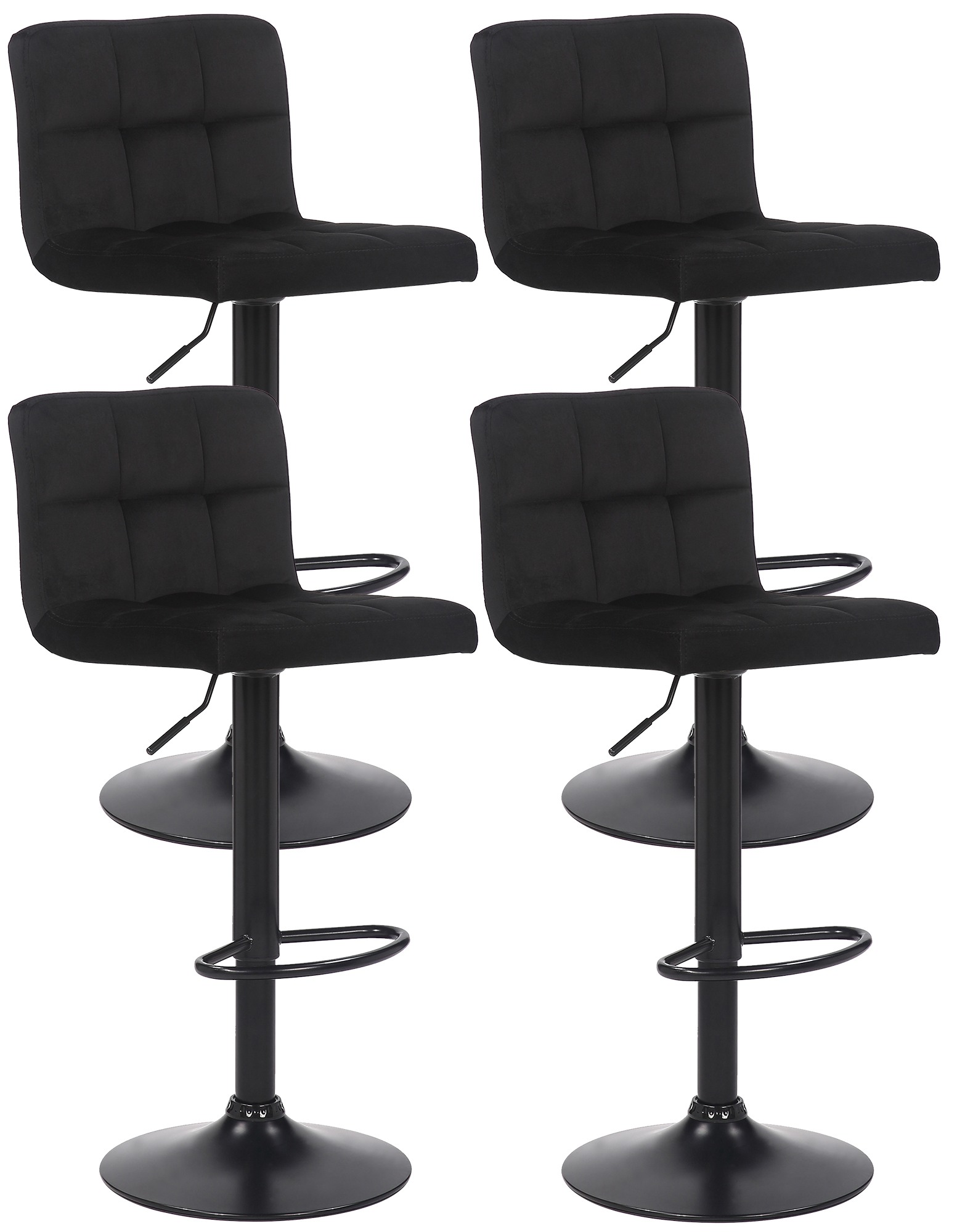 4er Set Barhocker Feni Samt, schwarz
