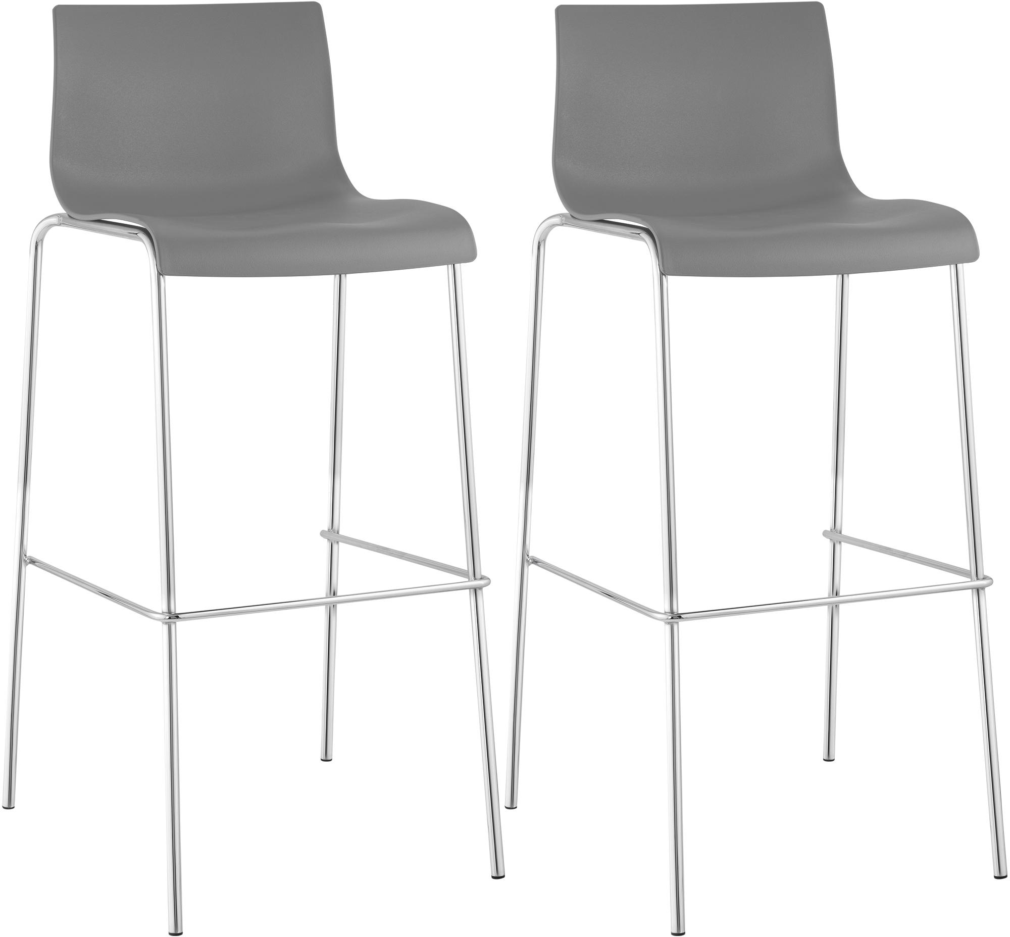 2er Set Barhocker Hoover Kunststoff 4-Fuß Gestell chrom, grau