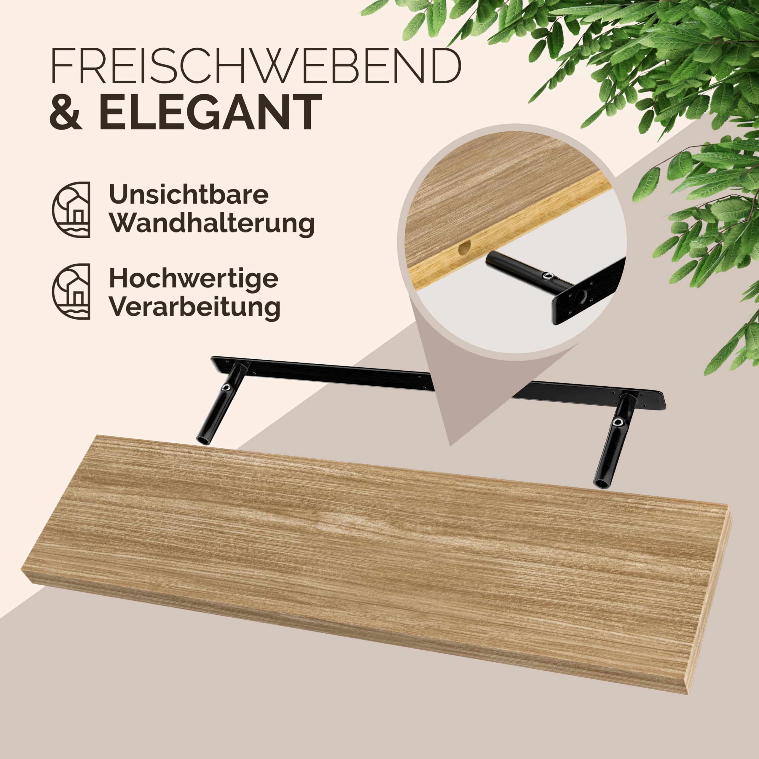 Schweberegal 90cm eiche