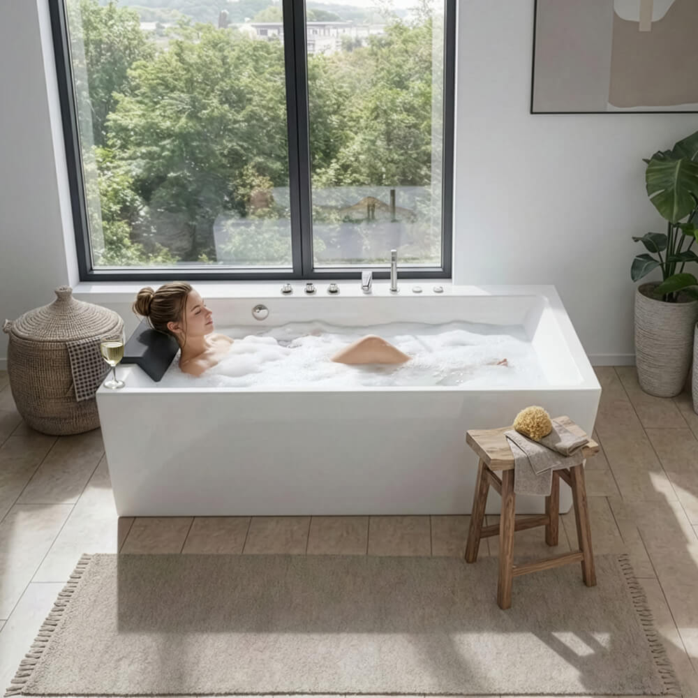 Whirlpool Badewanne mit ergonomischer Form BAKAL - Weiß