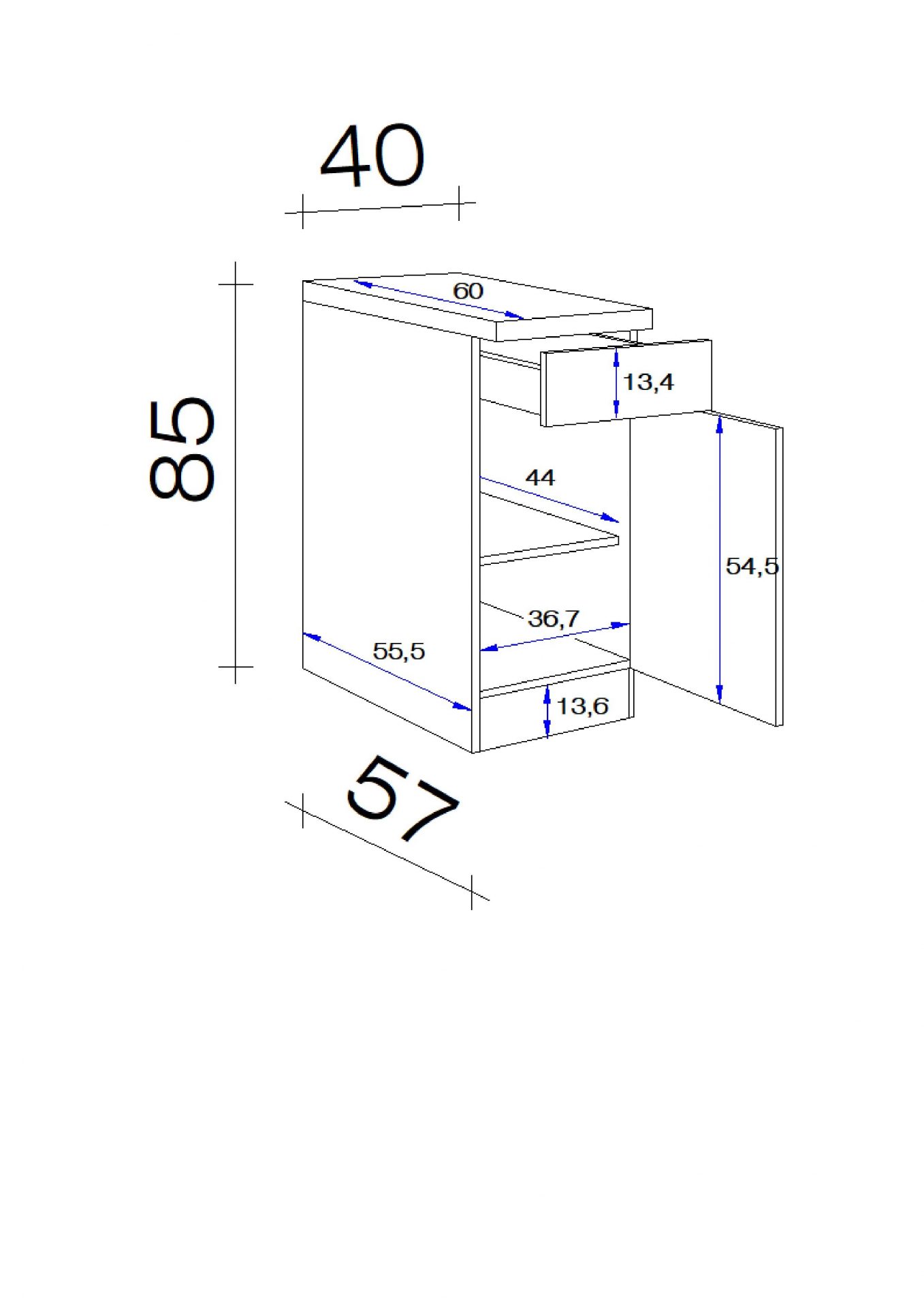 Unterschrank SAMOA 40x85 cm
