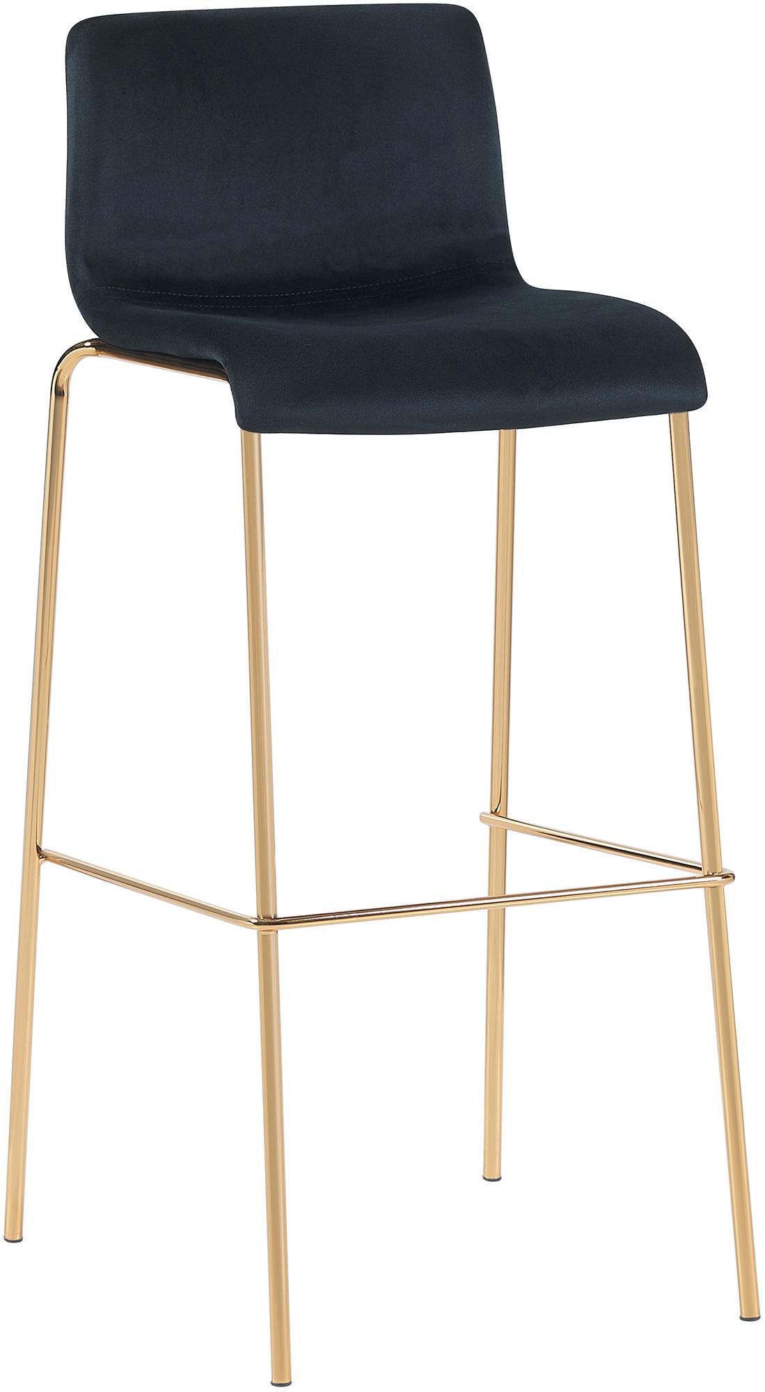 Barhocker Hoover Samt 4-Fuß Gold, schwarz