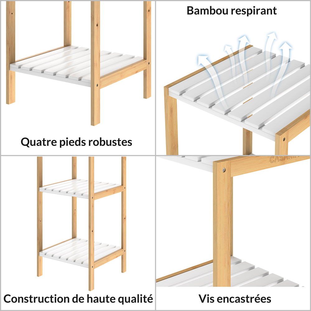 Standregal Bambus Weiß 140x33x34cm