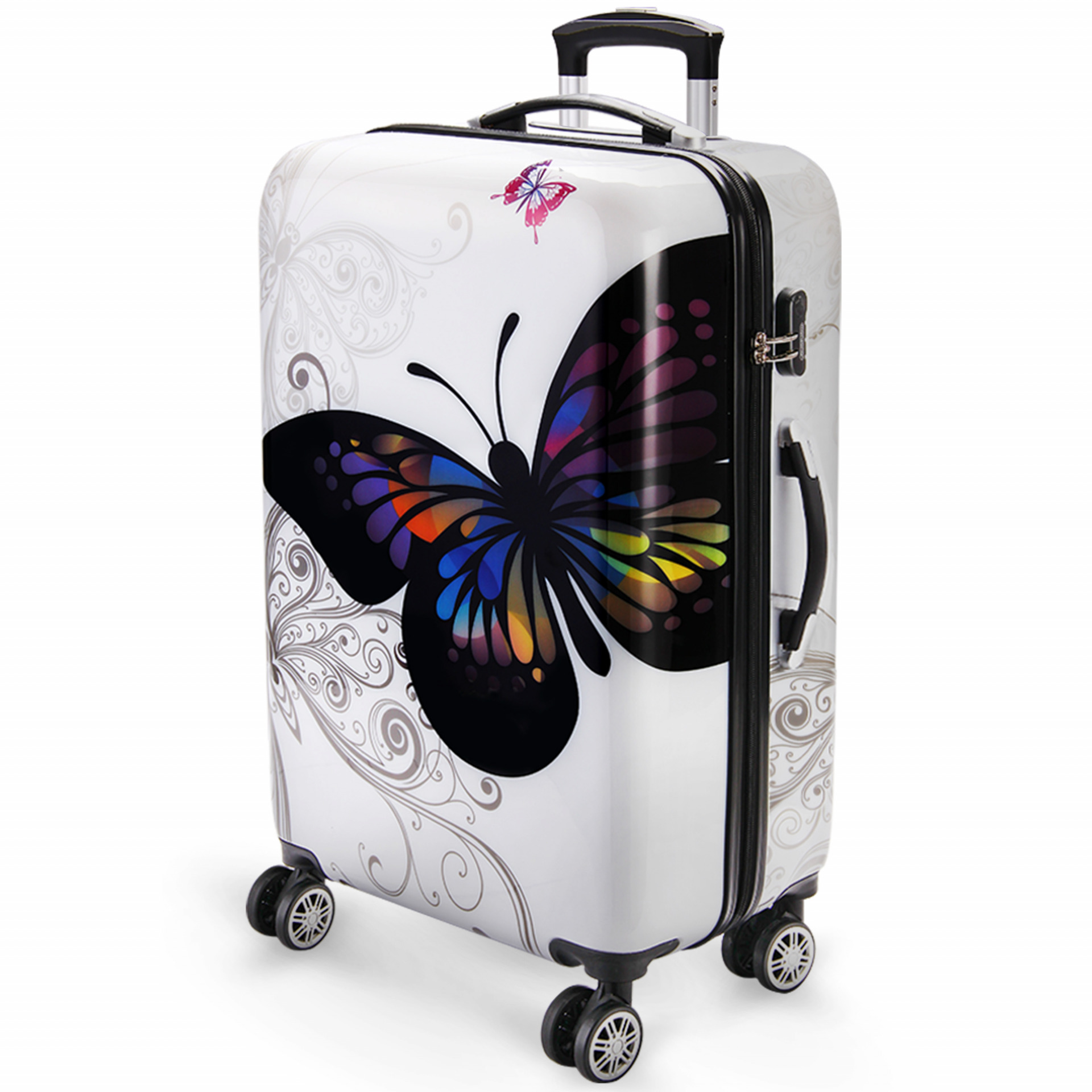 Hartschalenkoffer Rollen 360º Reisekoffer Butterfly Polycarbonat 98L