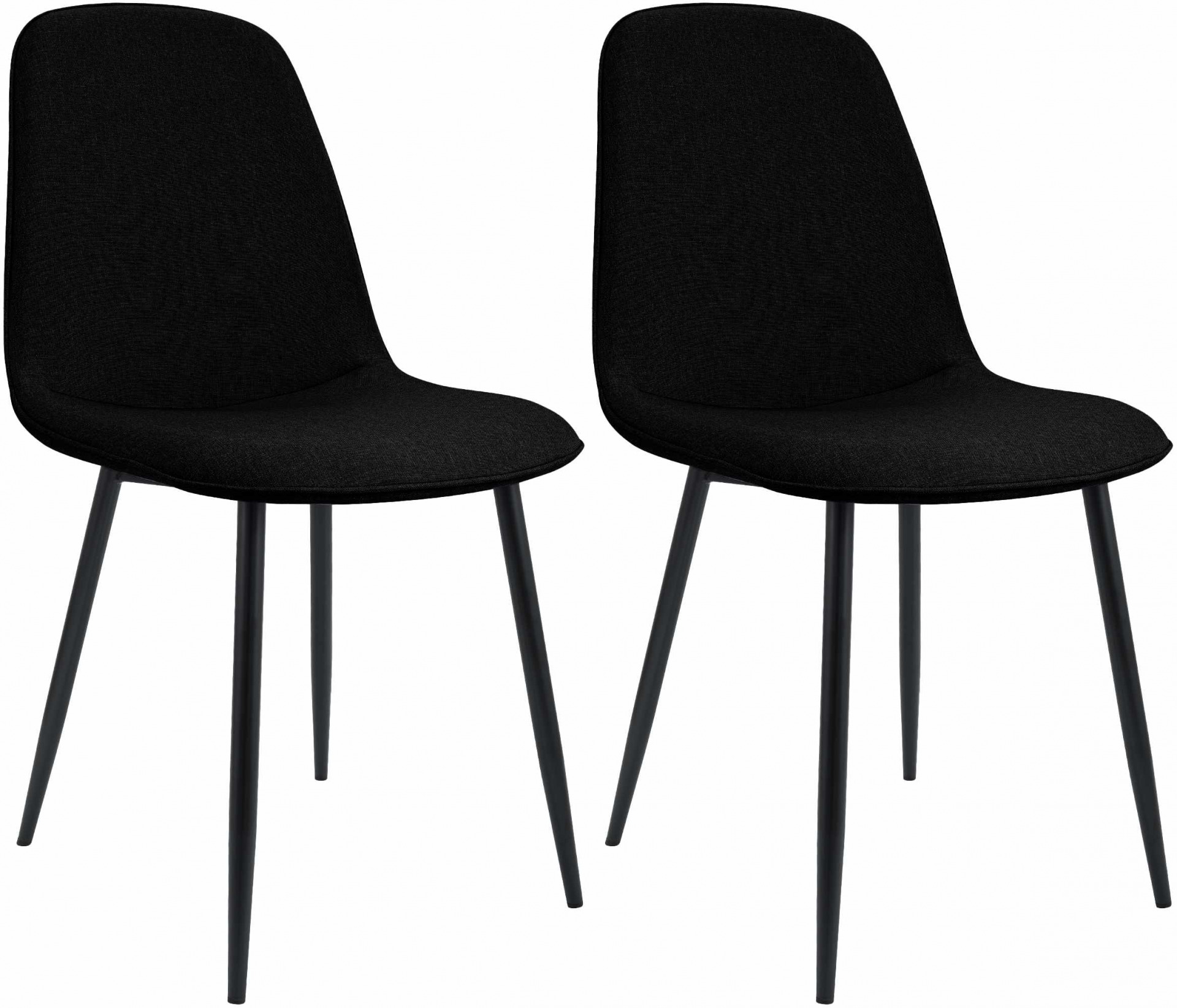 2er Set Esszimmerstuhl Maryam Stoff, schwarz