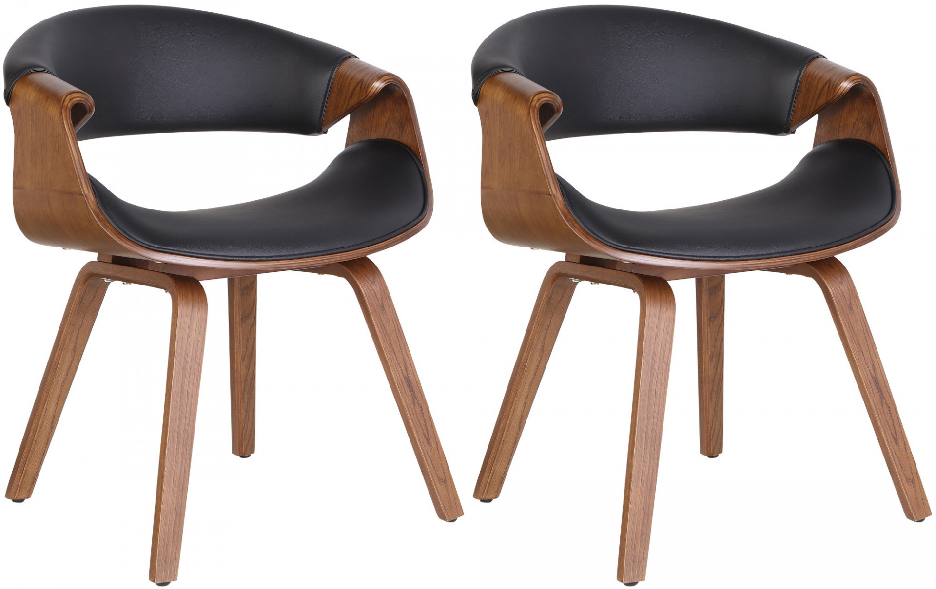 2er Set Esszimmerstuhl Foley Kunstleder, eiche/schwarz