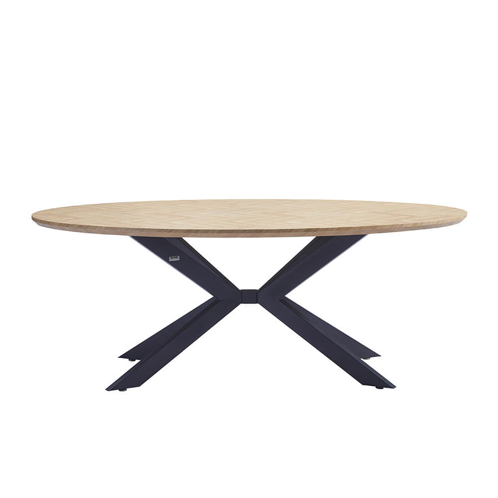 Esstisch Oval AVENTIS inkl. Sternfuß - 200 x 120 cm Fishbone Oak