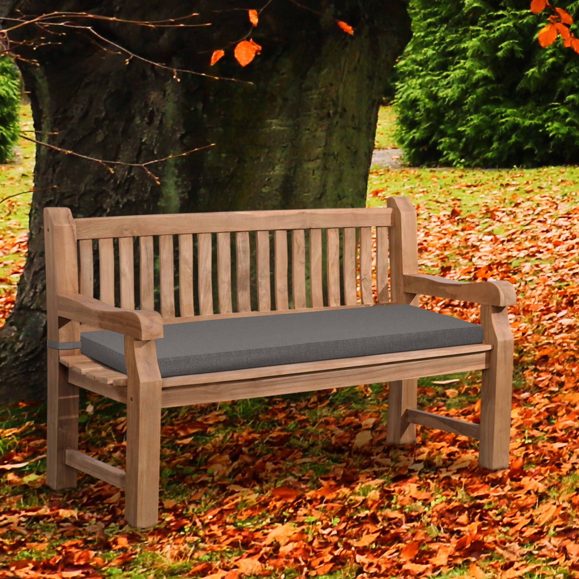 Teakbank Daxon mit Sitzkissen 150 cm, dunkelgrau