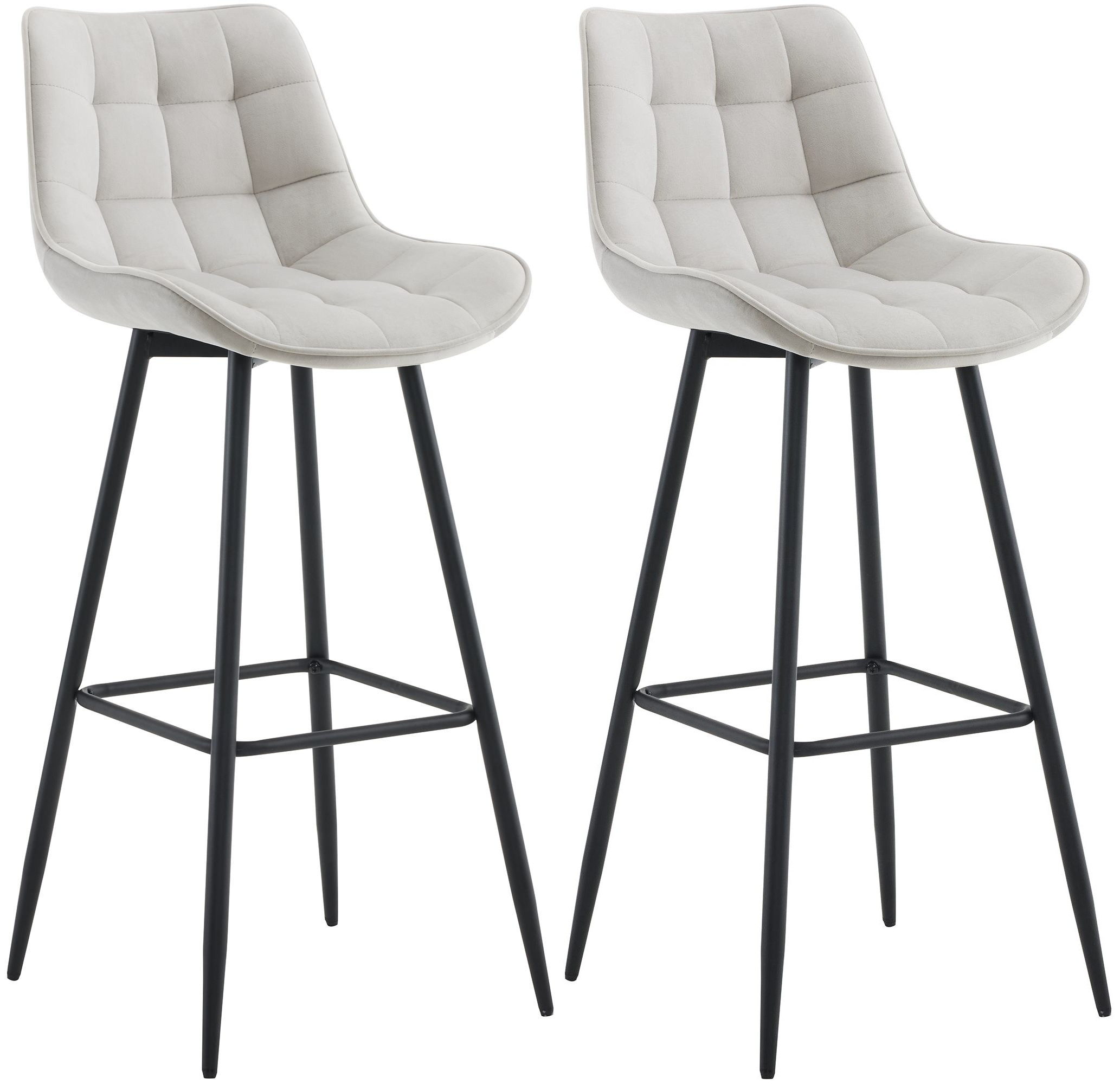 2er Set Barhocker Dartford Samt, grau