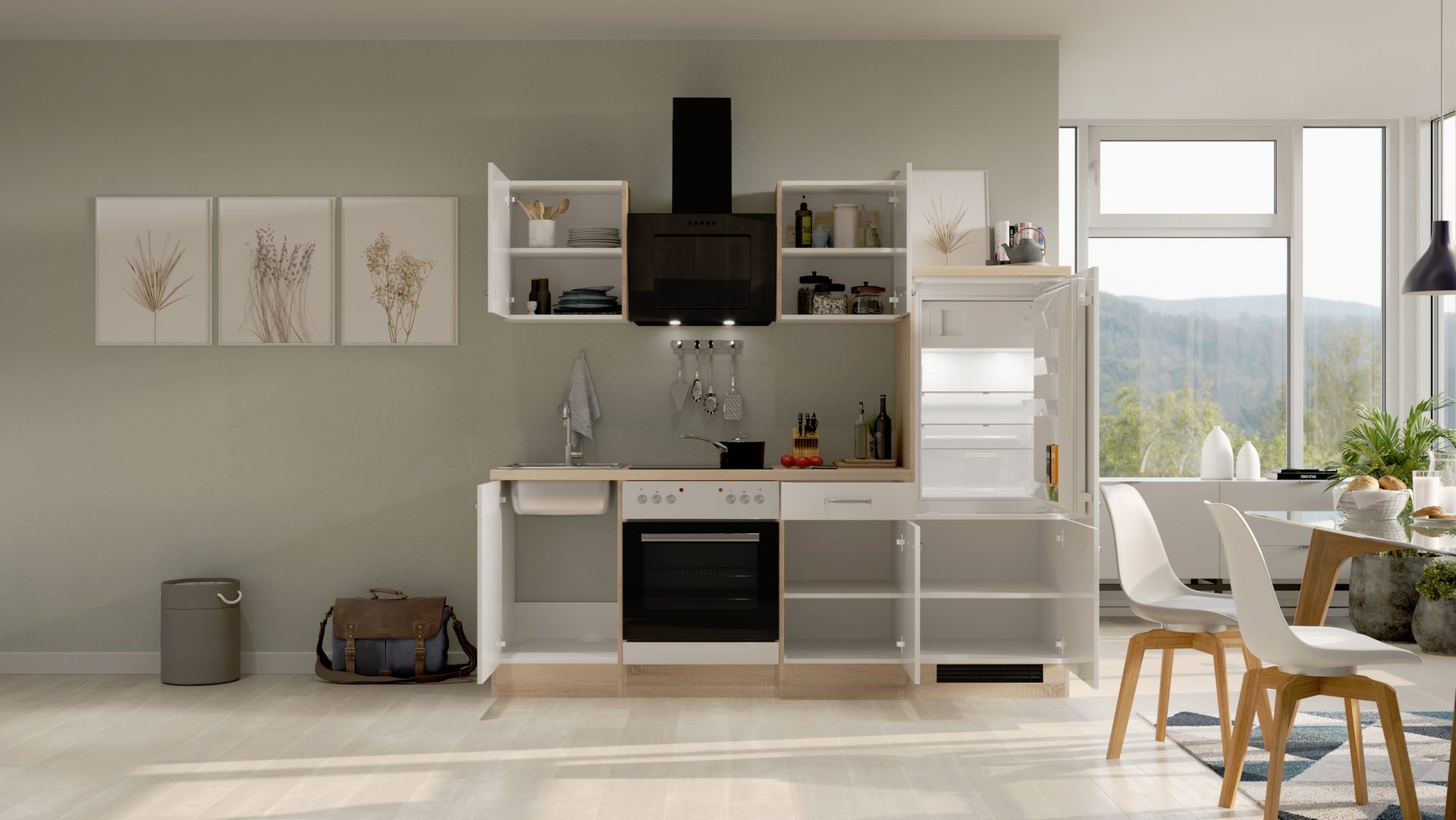 Küchenzeile Valero 220 cm mit E-Geräten