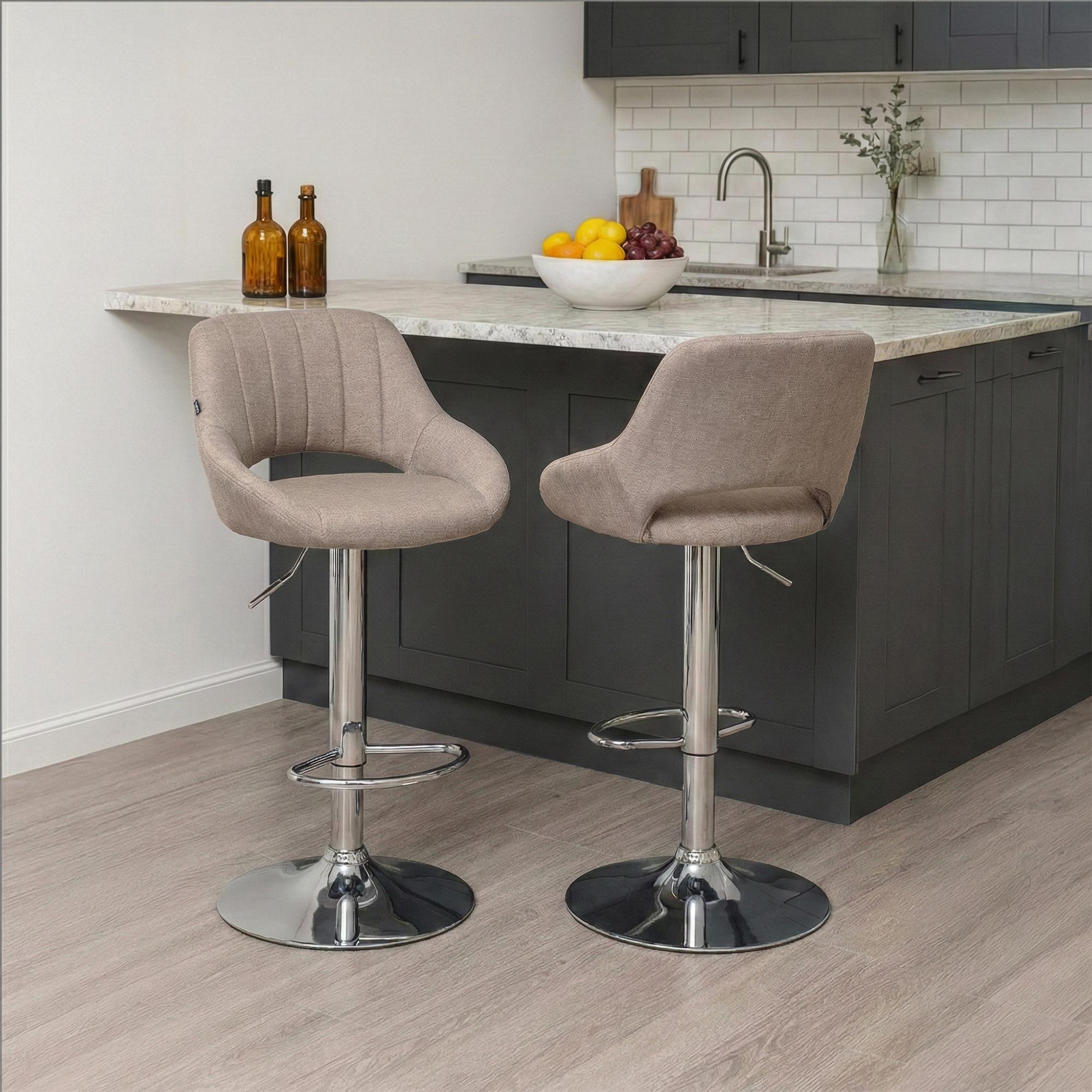 2er Set Barhocker Milet Stoff C, taupe