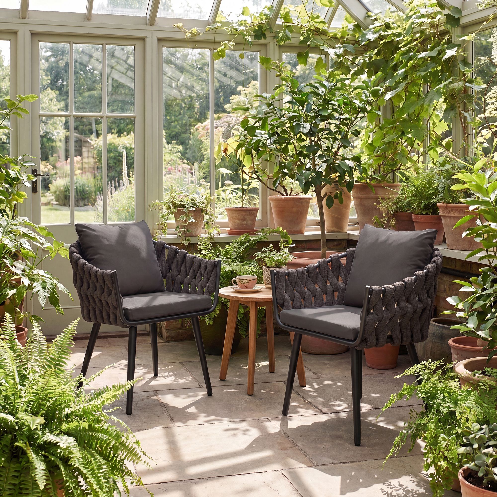 Gartenstuhl Naxos Taupe mit Sitzkissen, anthrazit