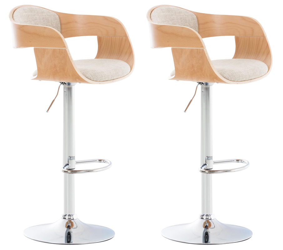 2er Set Barhocker Kingston C Stoff, natura/creme