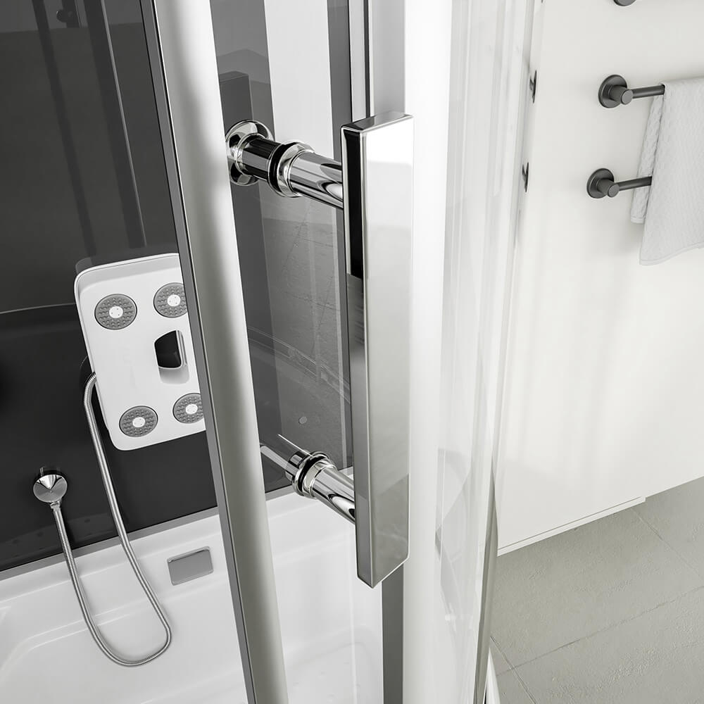 Duschkabine mit Badewanne ALLIN 2IN1 - 170 x 90 Schwarz Rechts