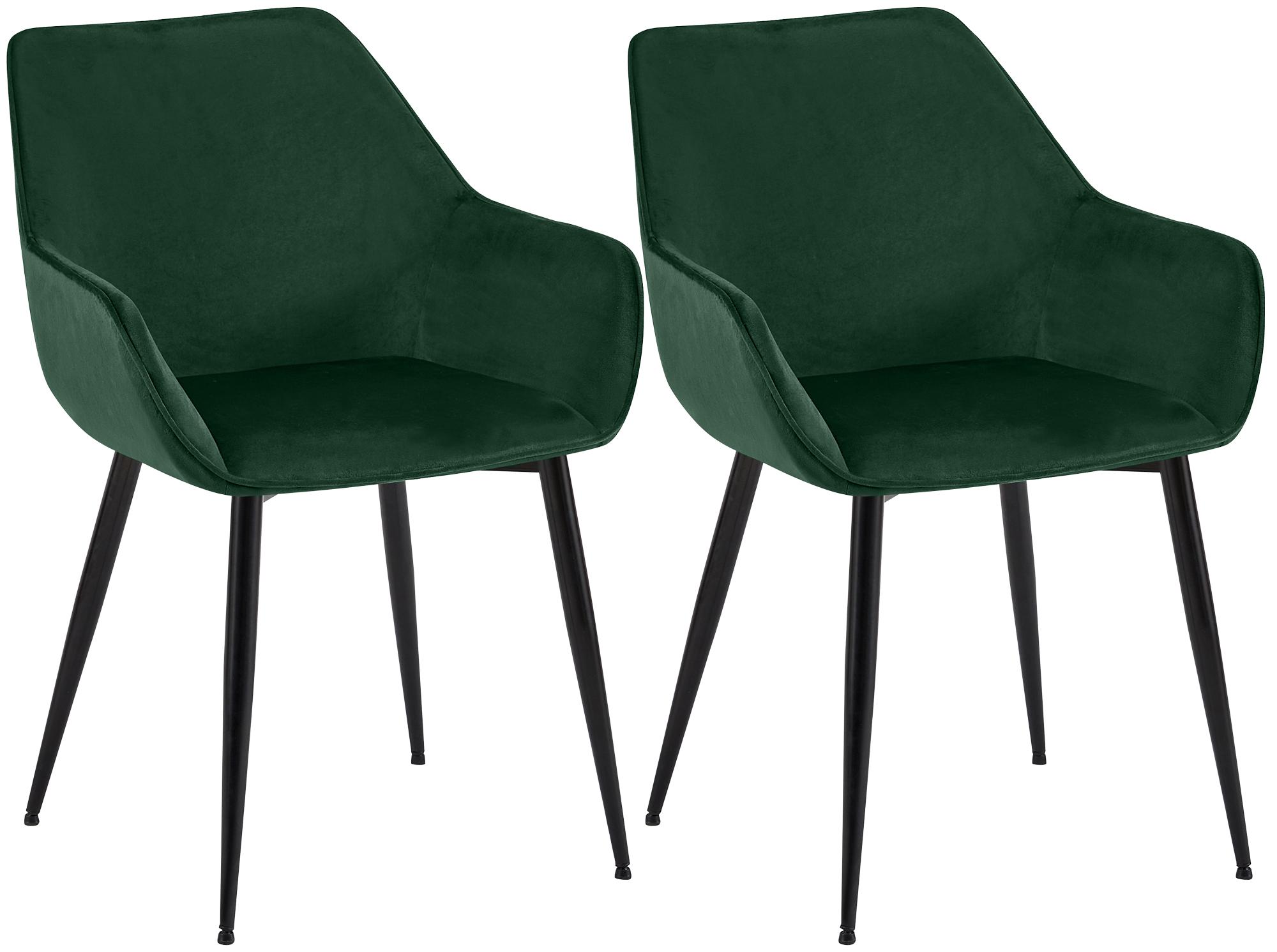 2er Set Esszimmerstuhl Luena Samt, grün