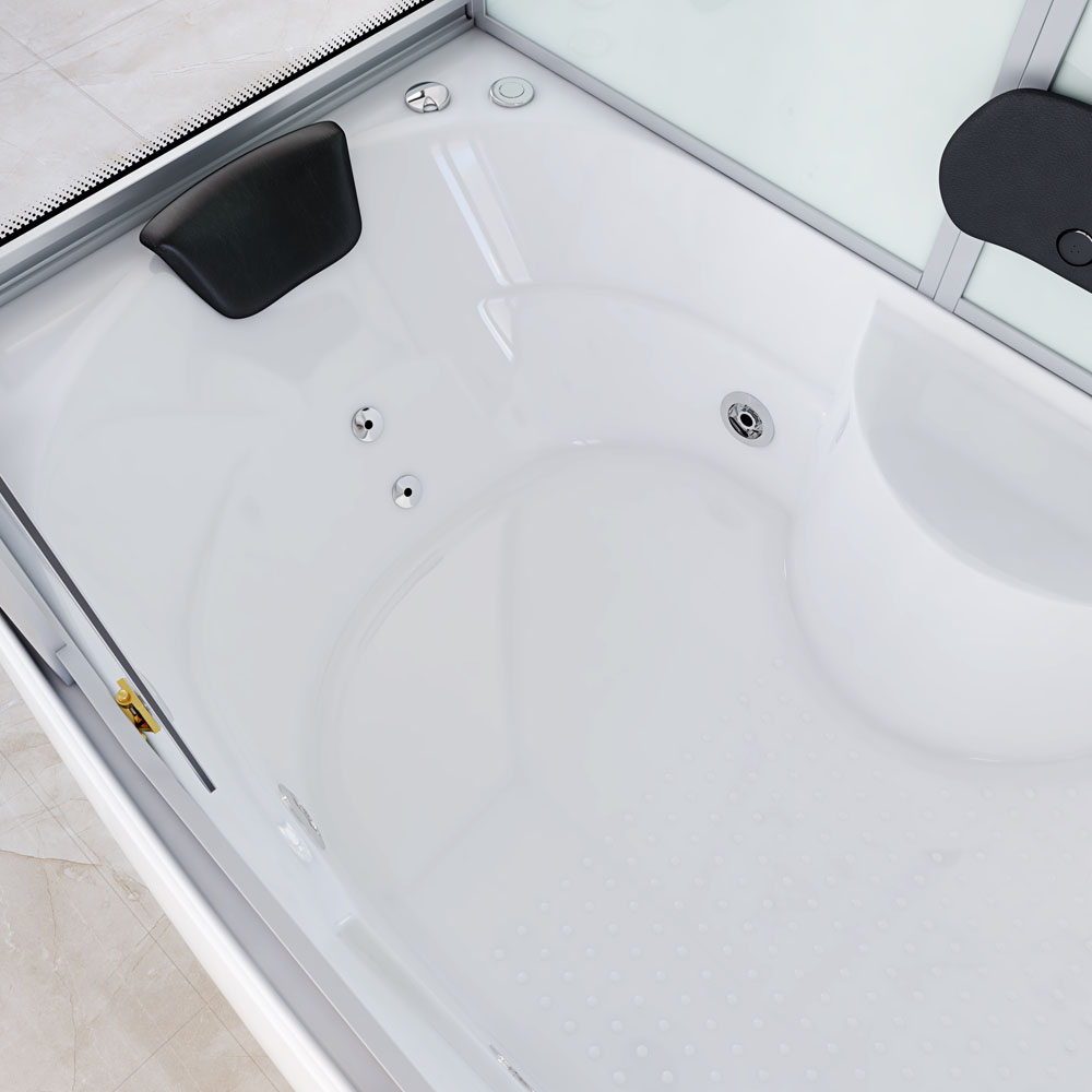 Dampfdusche mit Whirlpoolfunktion und LED-Beleuchtung DIAMOND BIG - 190 x 100 cm Weiß