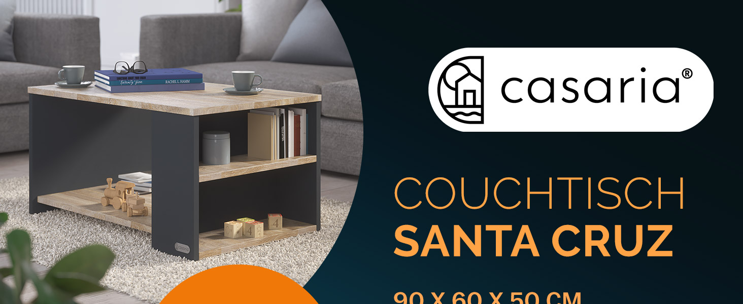 Couchtisch Santa Cruz Holz/Grau 90x60x50cm