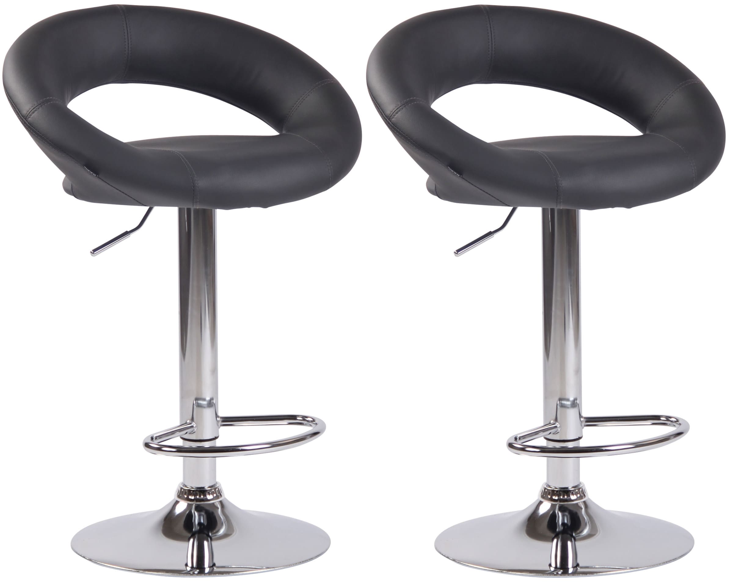 2er Set Barhocker Olinda Kunstleder chrom, grau