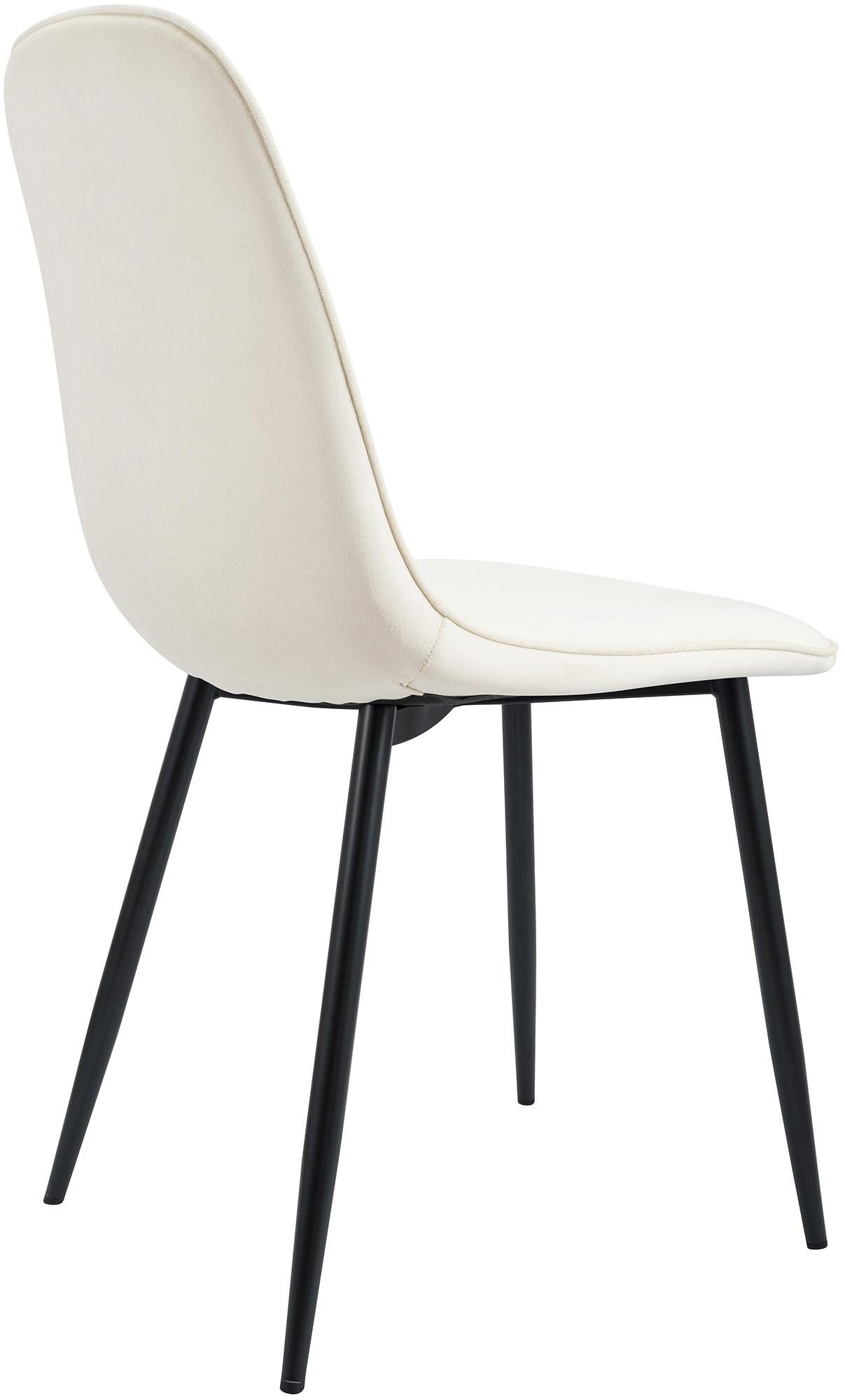 4er Set Esszimmerstuhl Maryam Samt, creme
