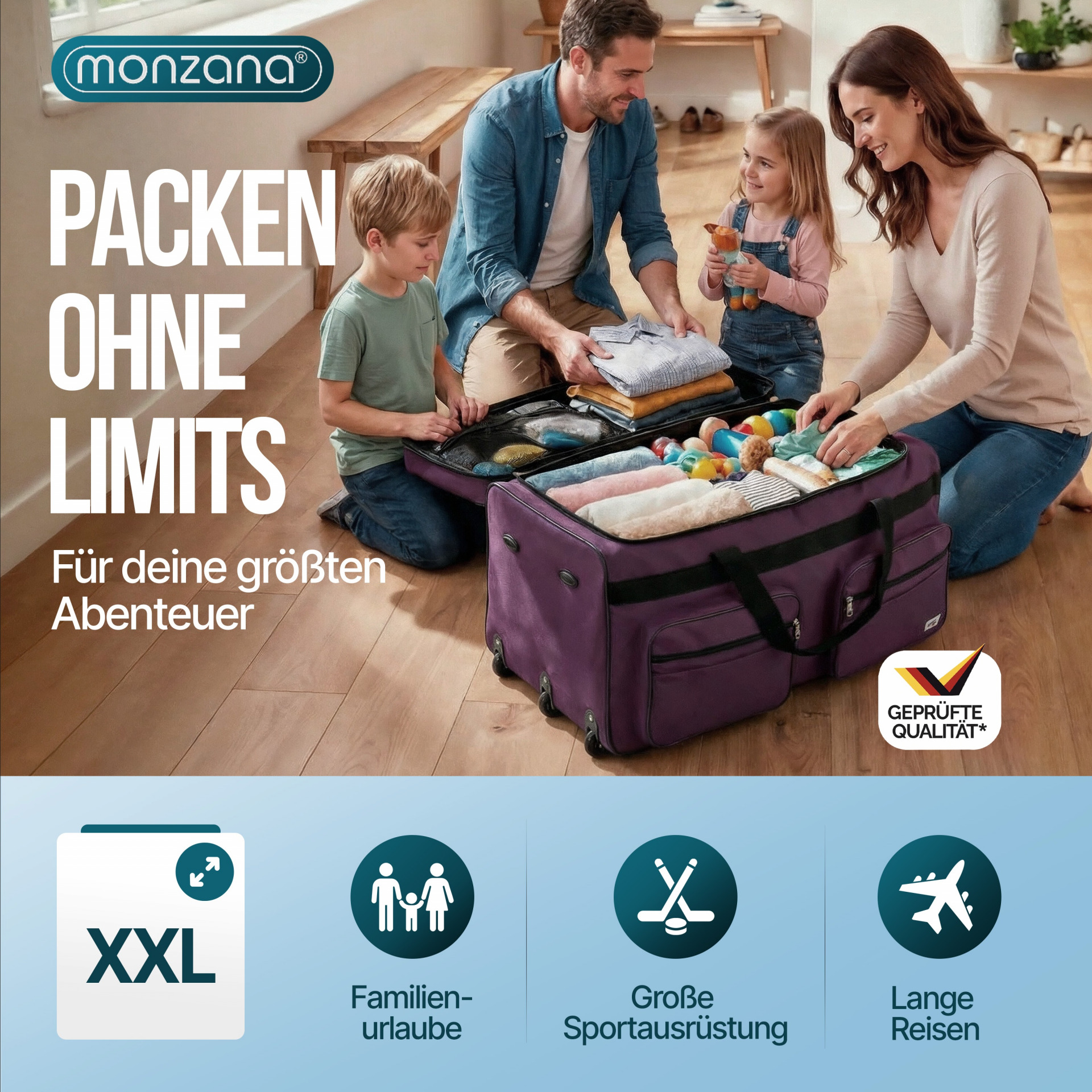 Rollenreisetasche XXL Violett 160L
