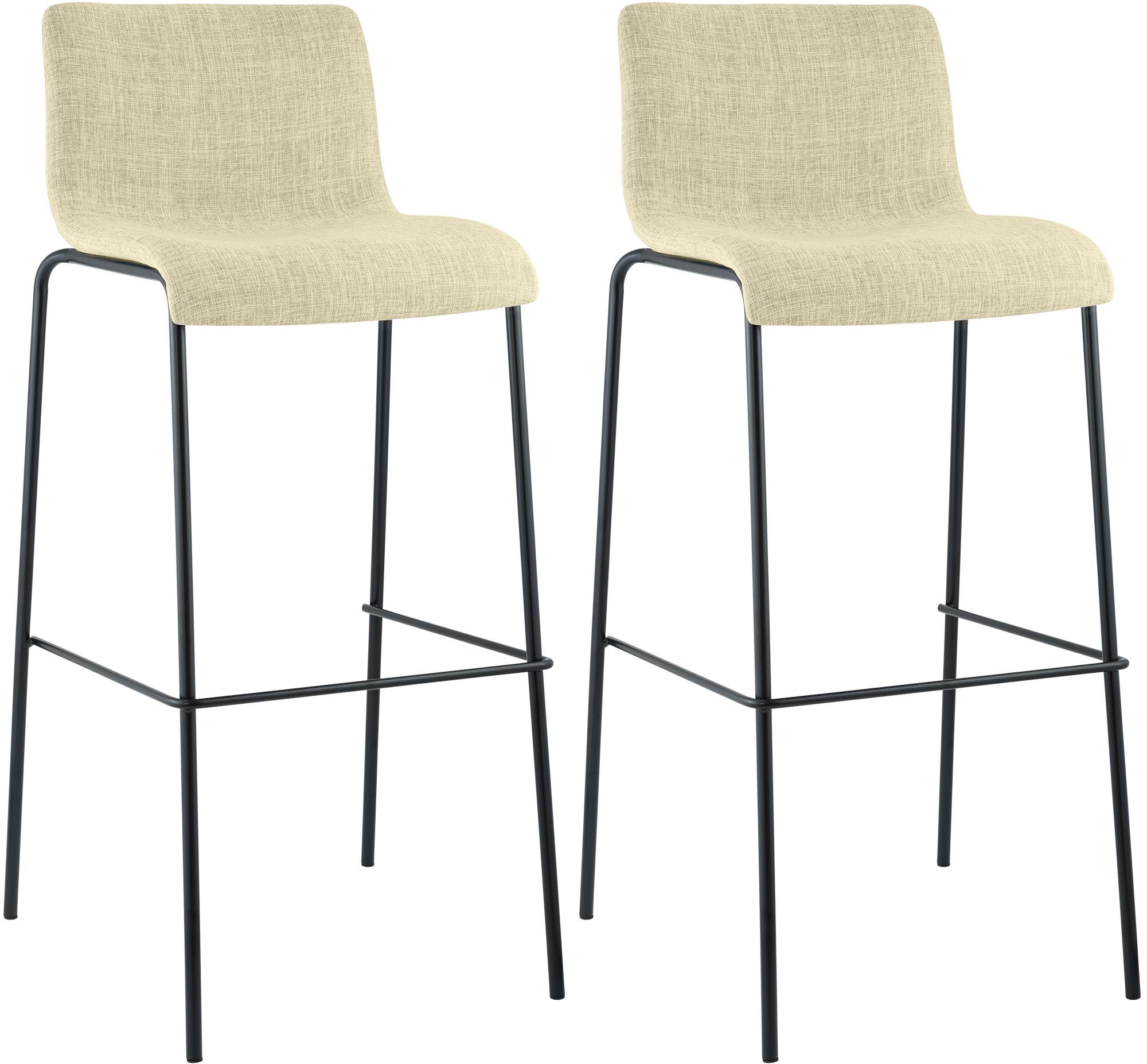 2er Set Barhocker Hoover Stoff 4-Fuß Gestell schwarz, creme