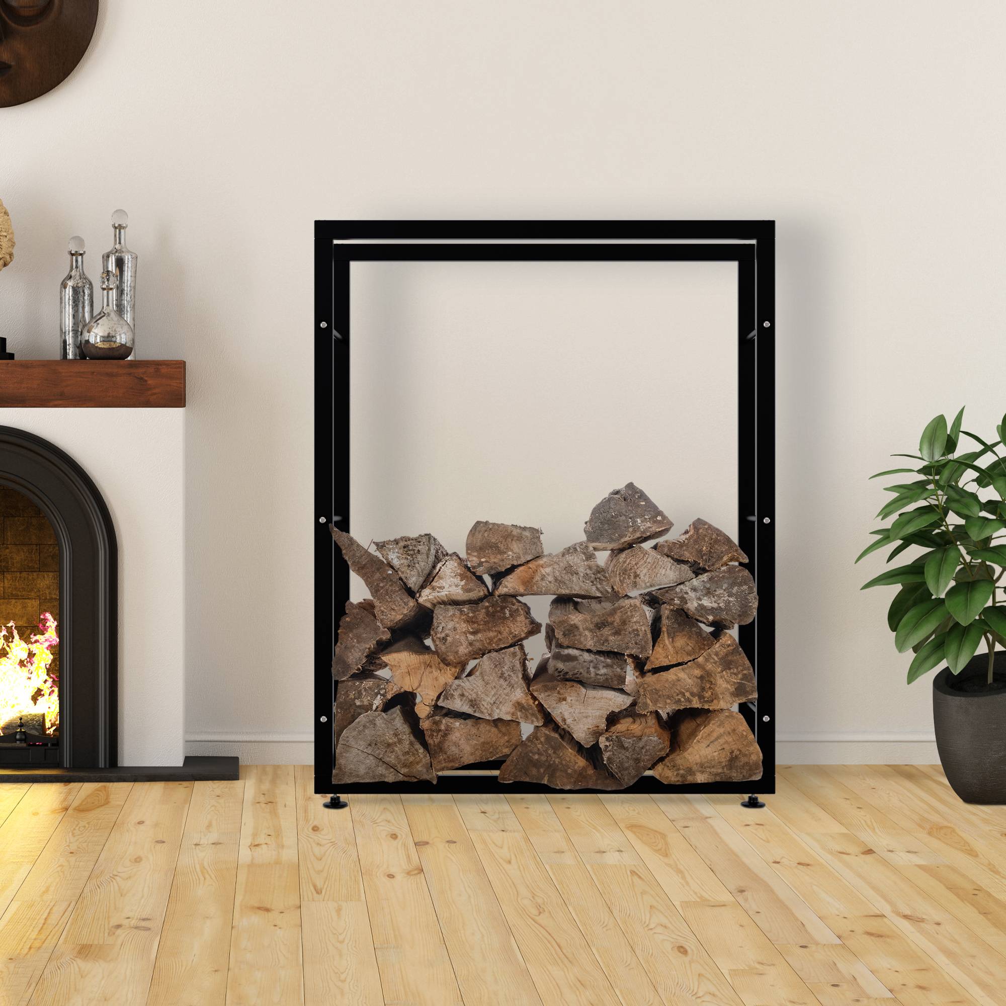 Kaminholzständer Keri V2 25x100x125, schwarz