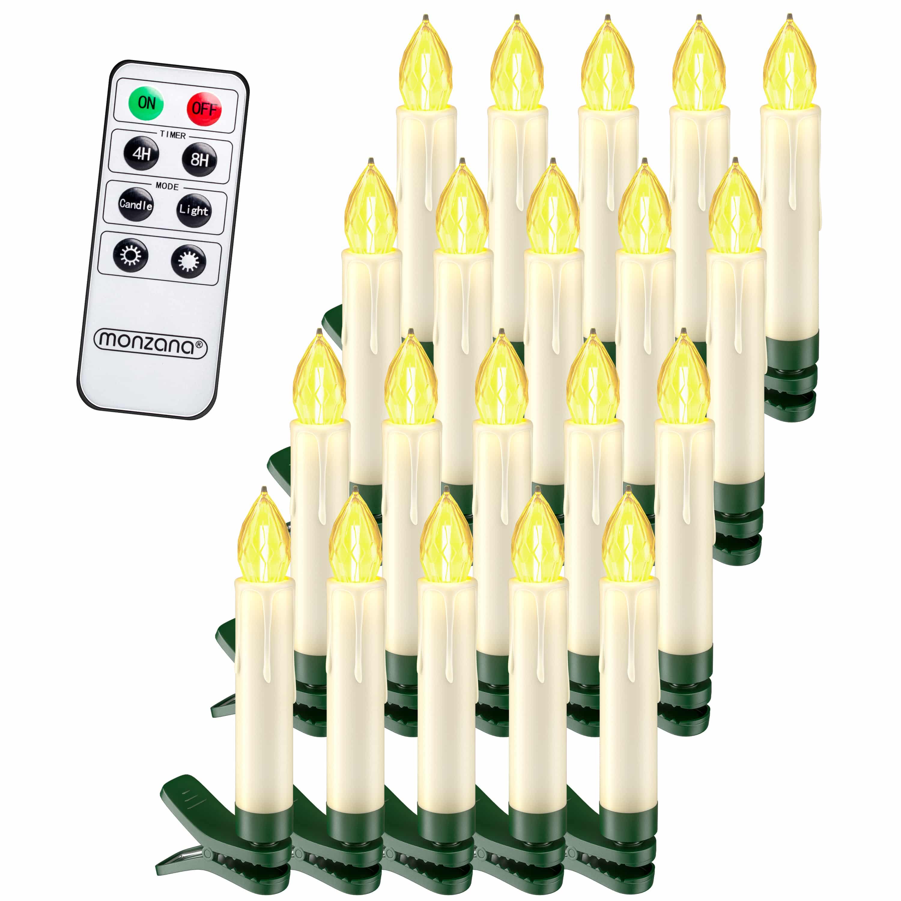 Kabellose Weihnachtsbaumkerzen LED 20er-Set Warmweiß mit Timer + Fernbedienung