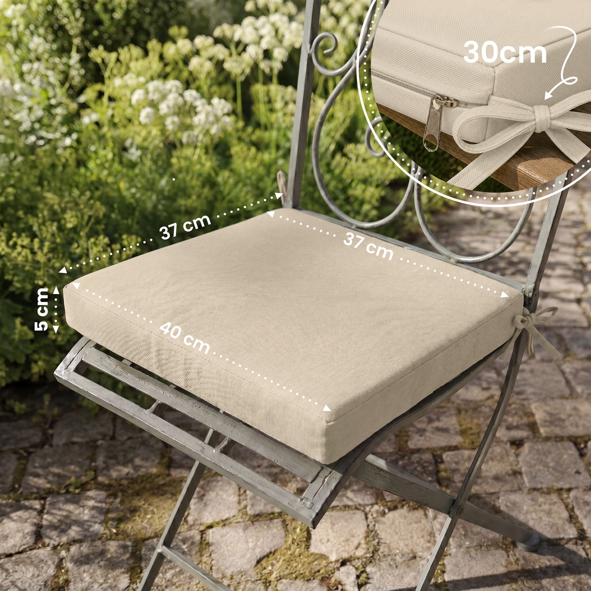 Sitzkissen Stuhl Sibell/Kiran, creme